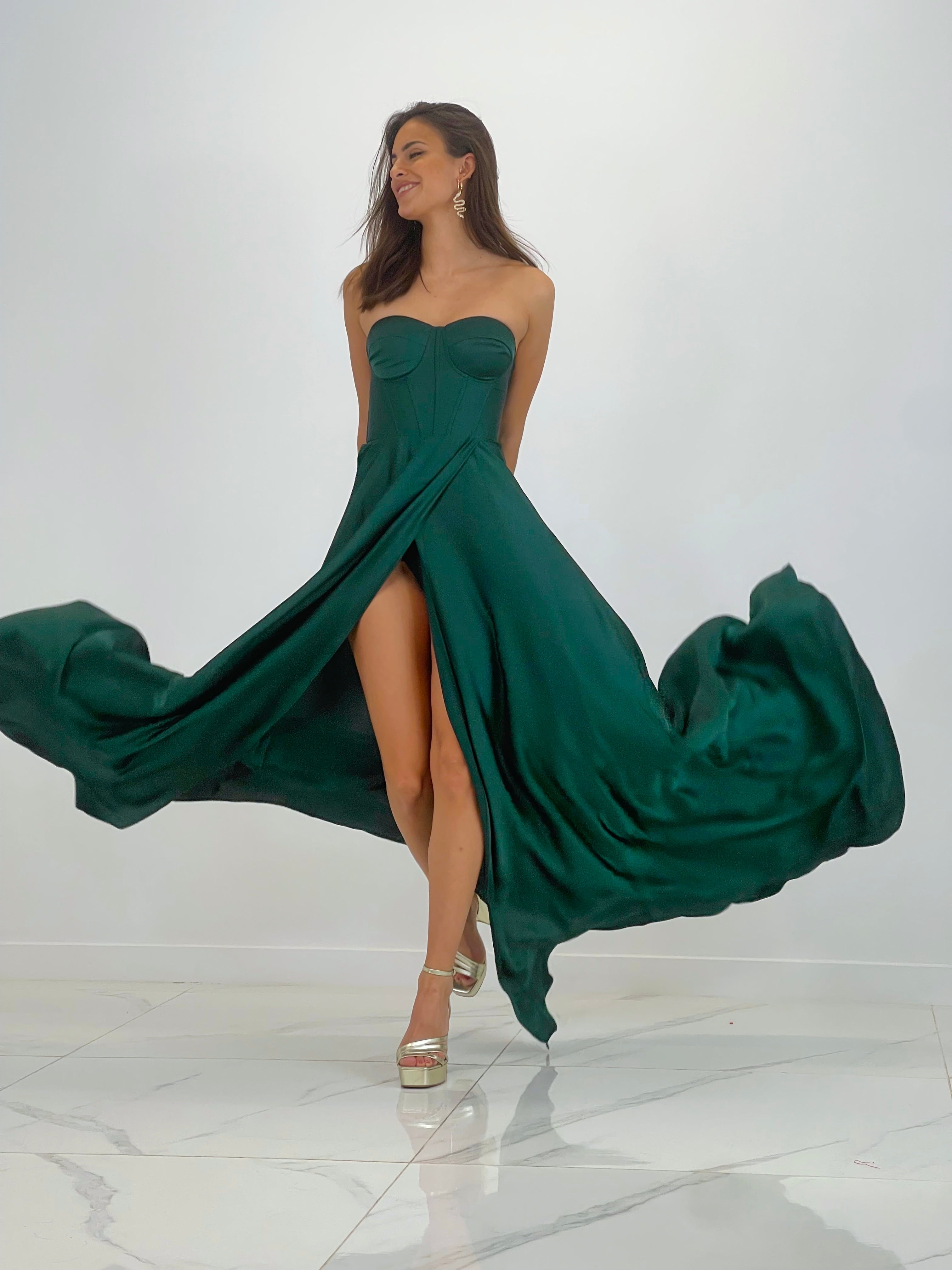 Vestido corsé raso Sarah