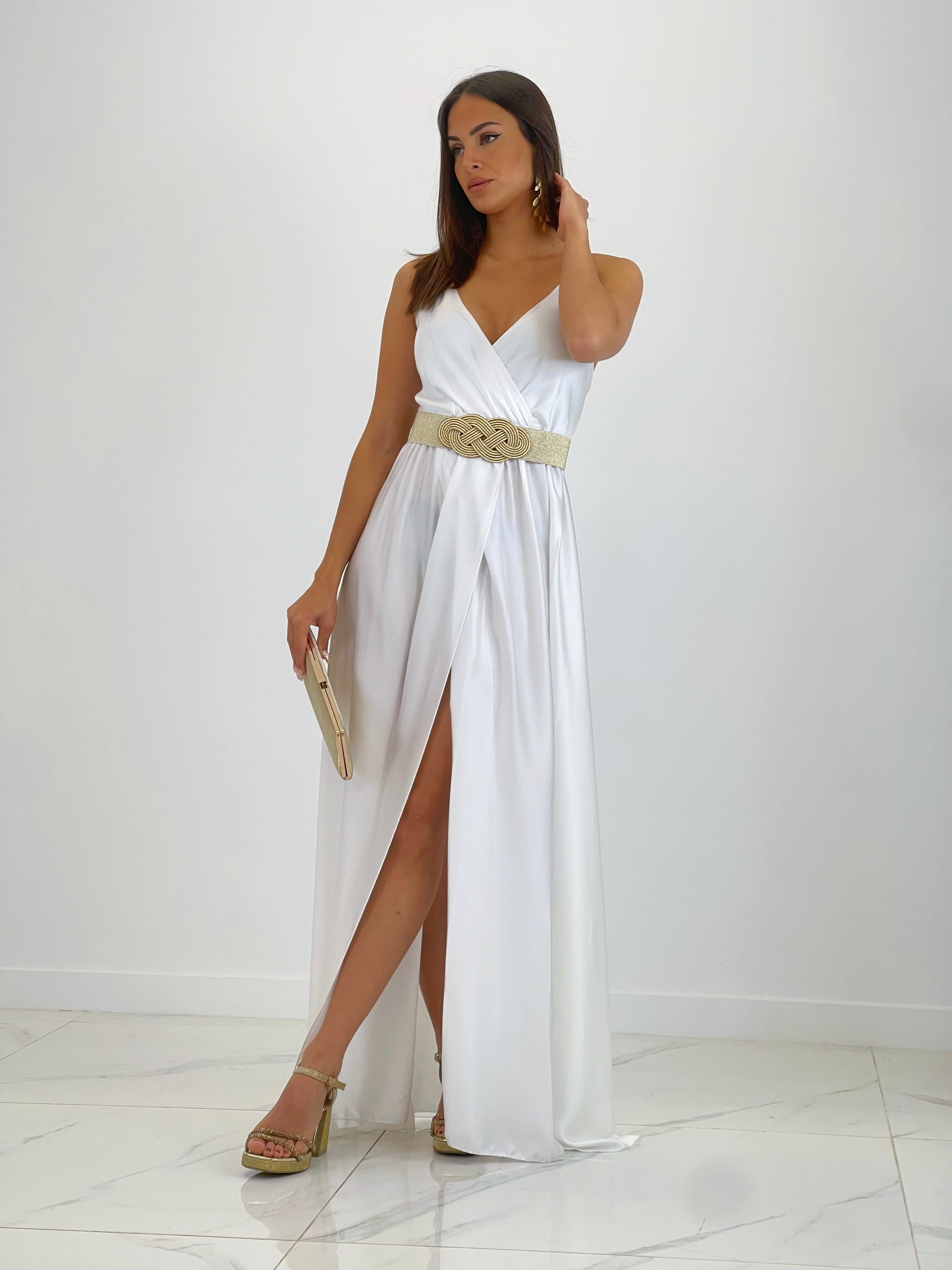 Vestido satinado Iris blanco