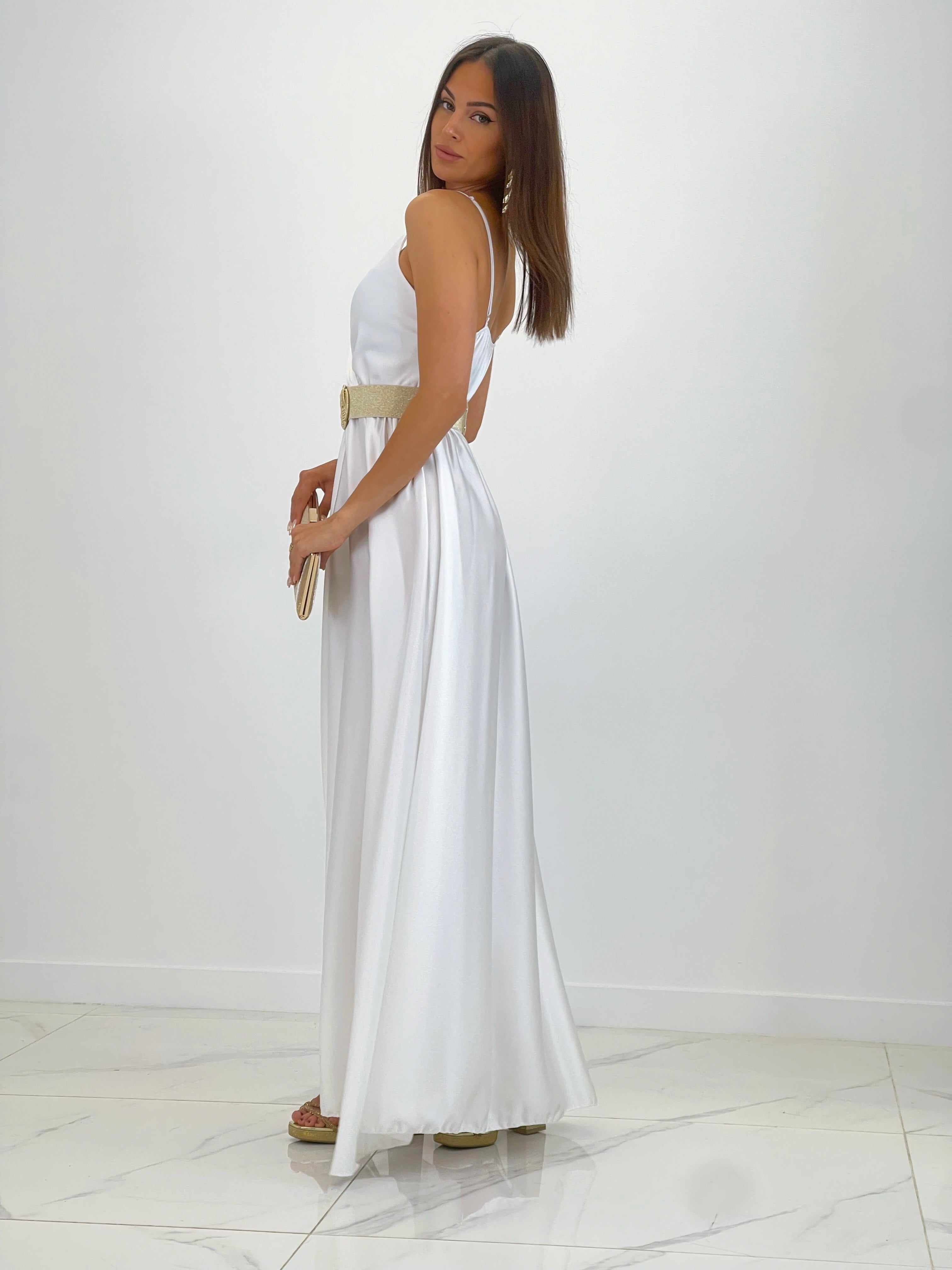 Vestido satinado Iris blanco