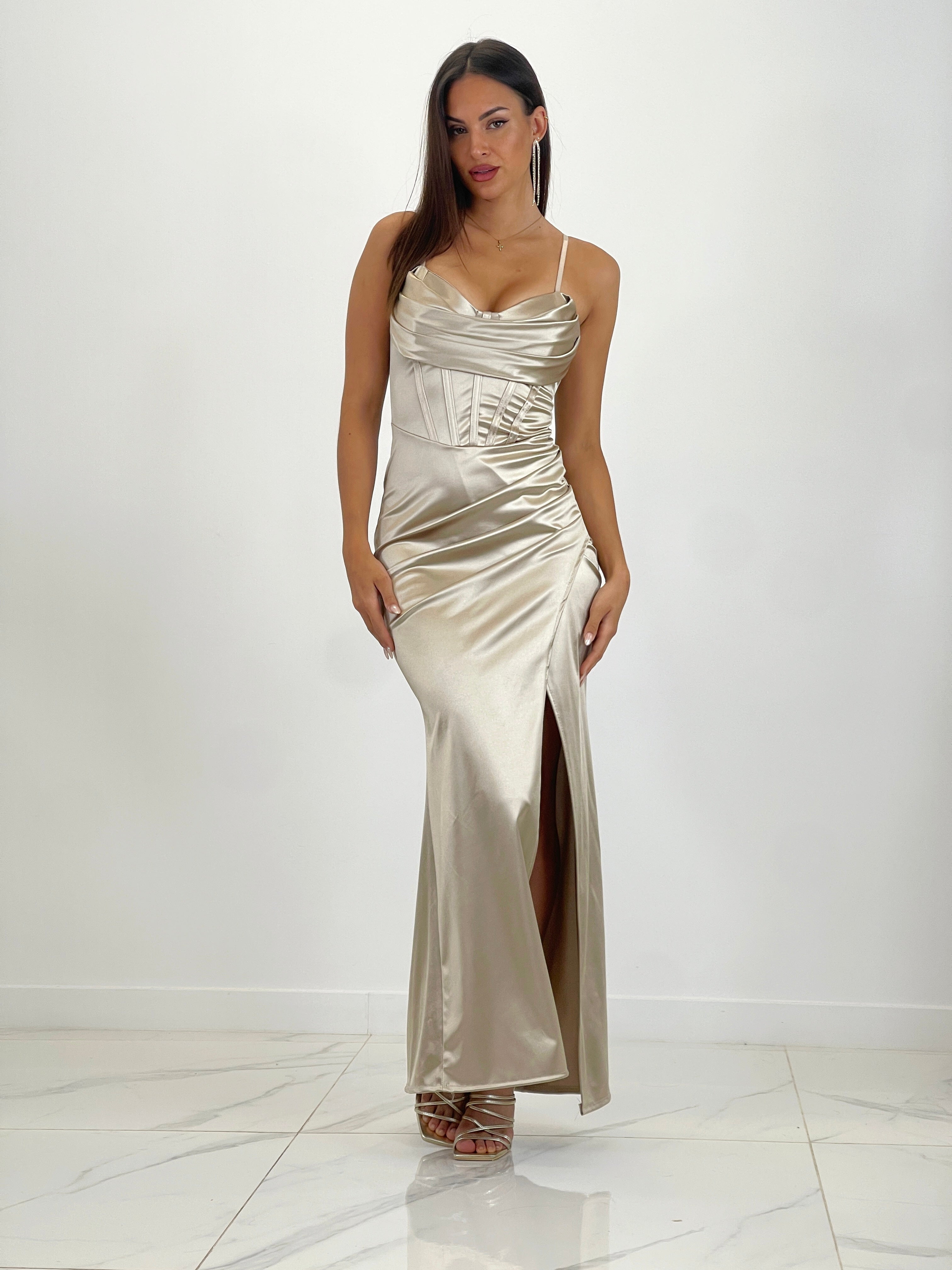 Vestido satinado corset Aroa