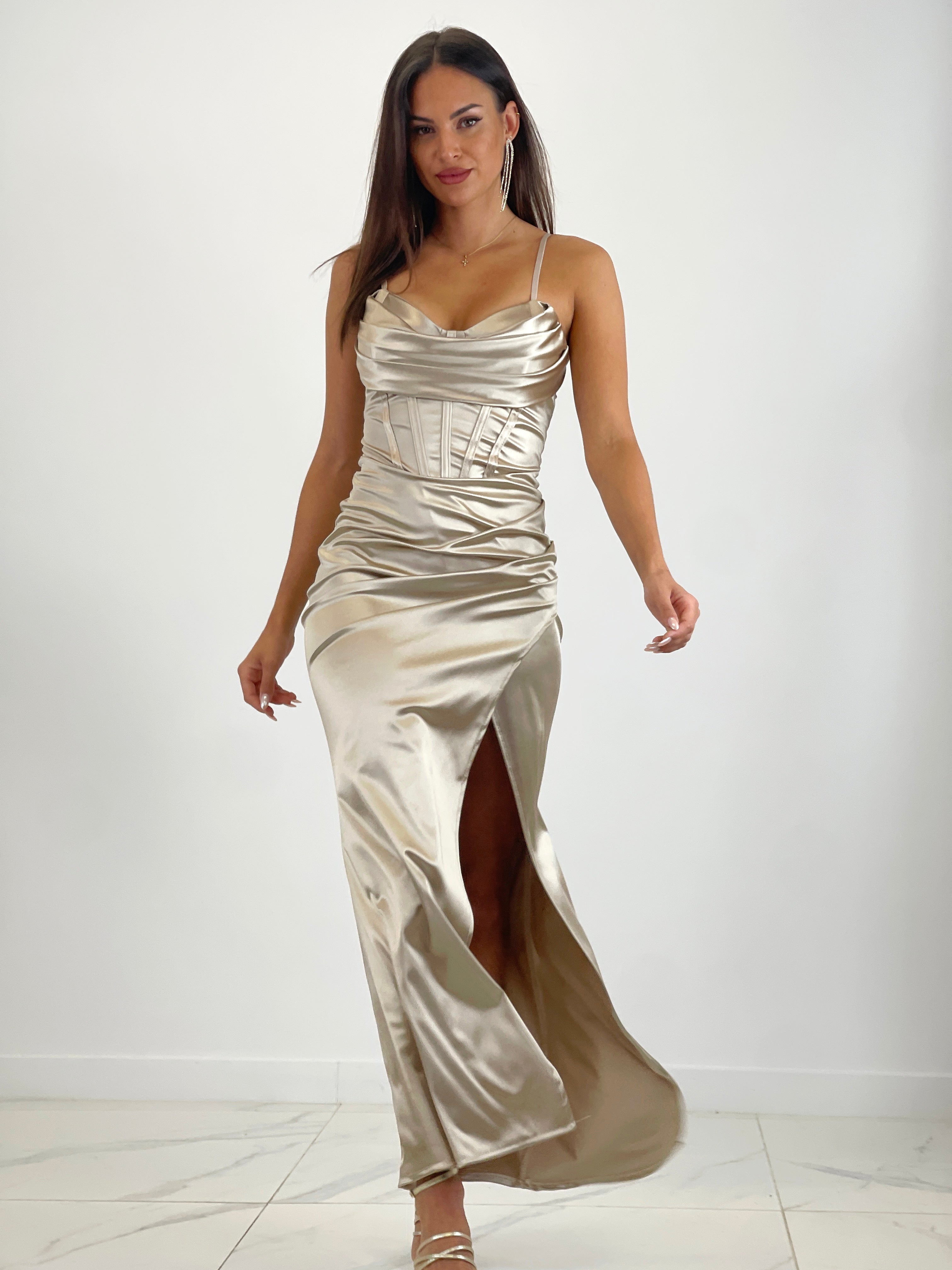 Vestido satinado corset Aroa