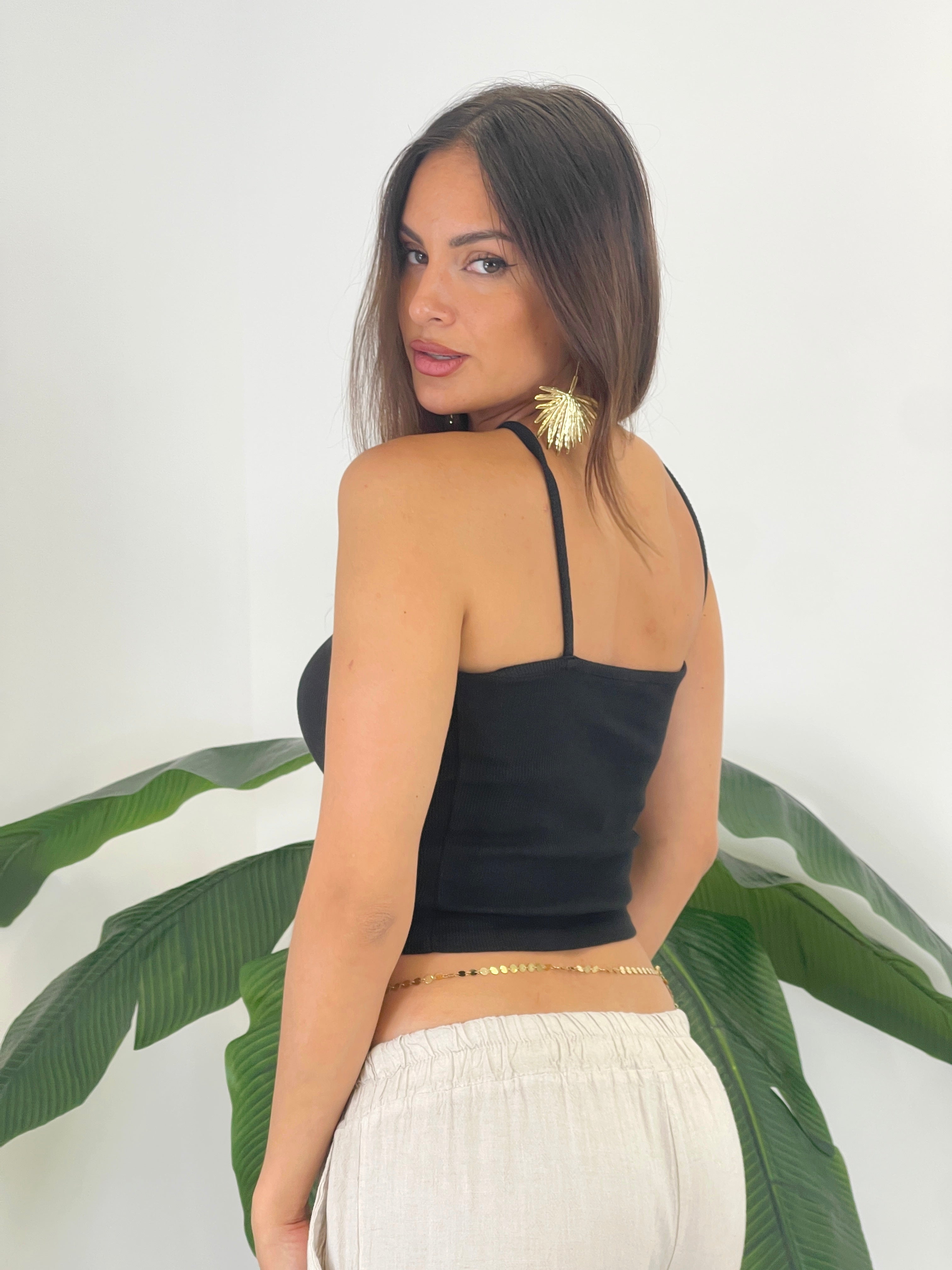 Top asimmetrico con spalline a coste