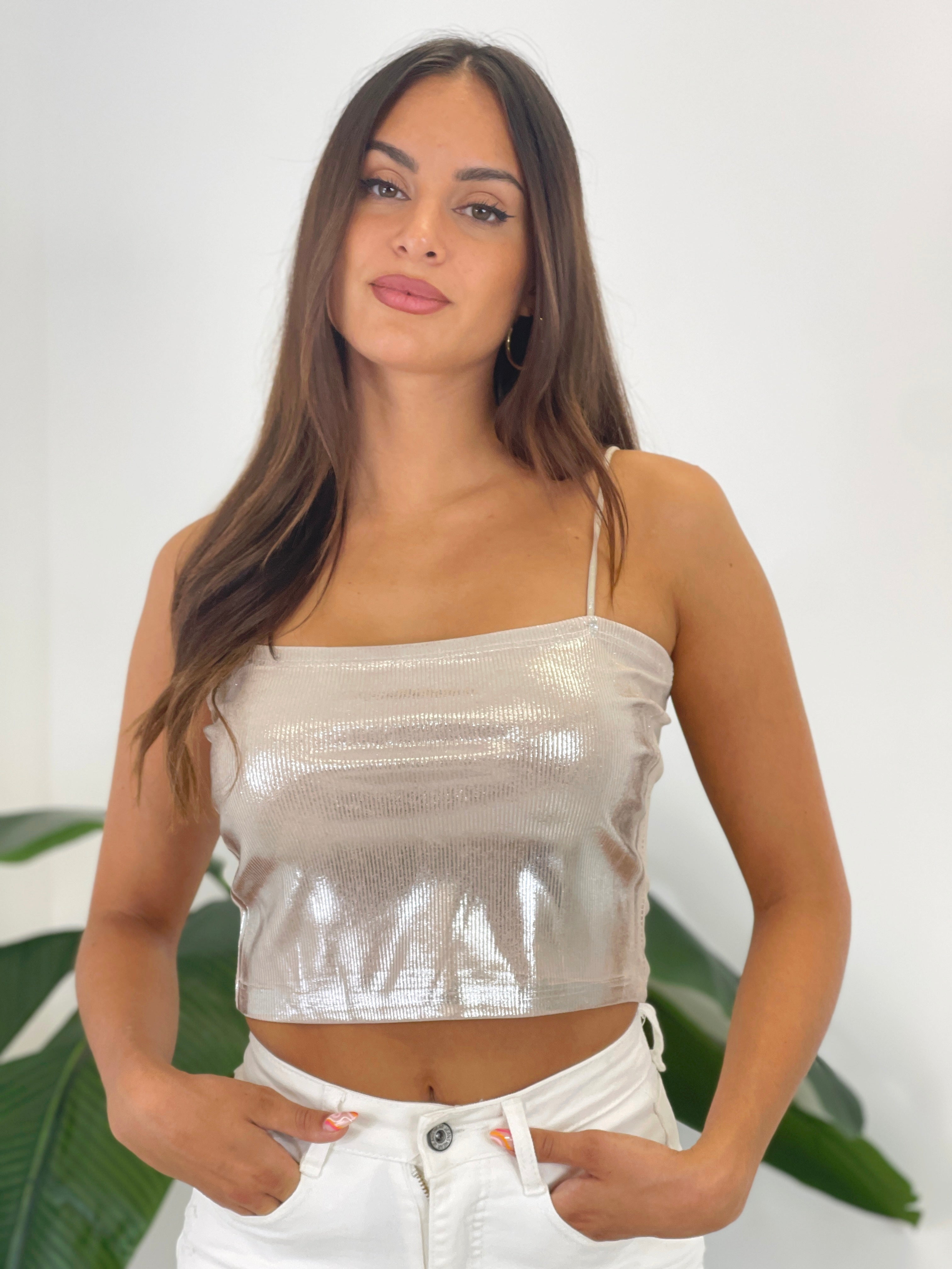 Top canalé metallizzato