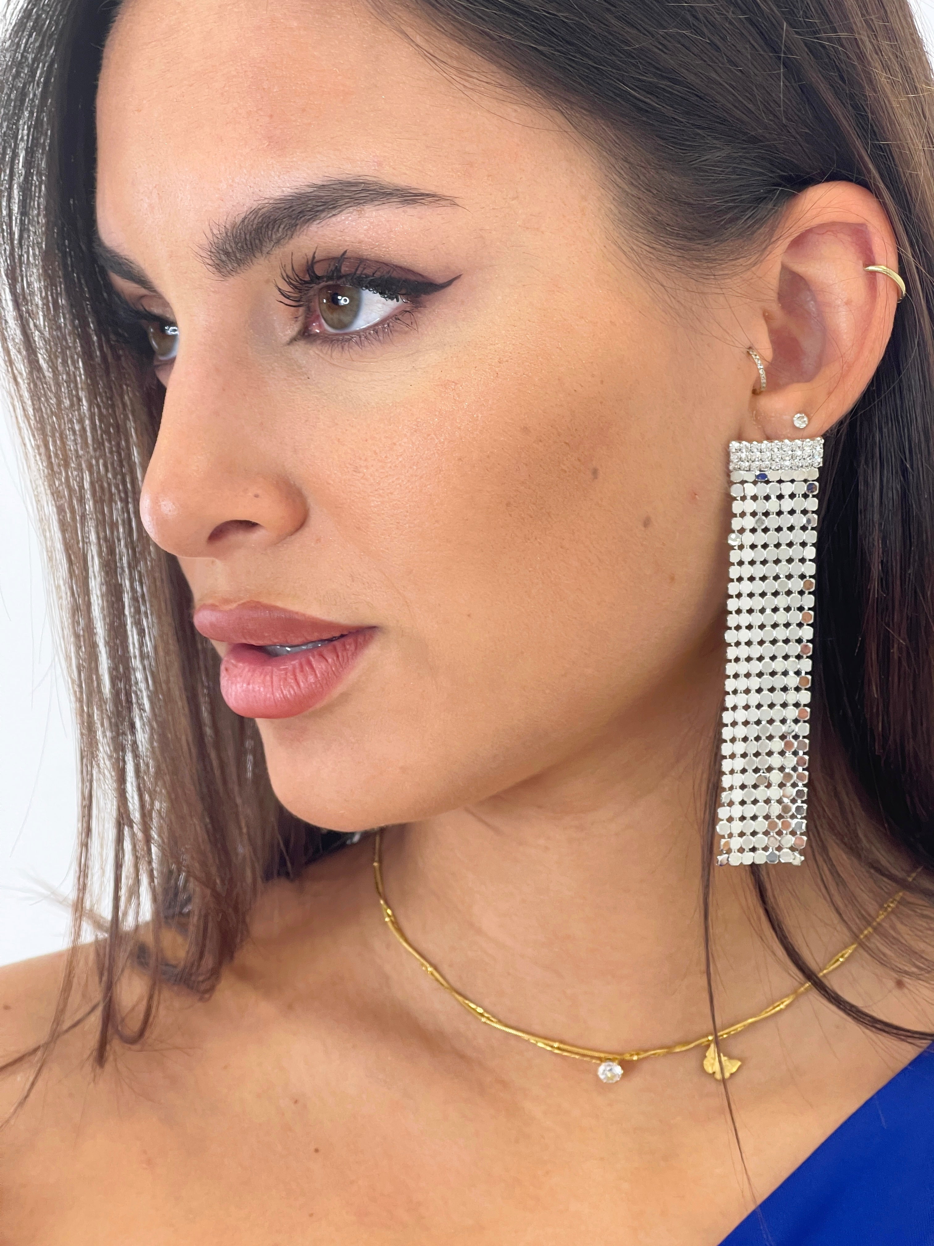 Pendientes cortina pedrería