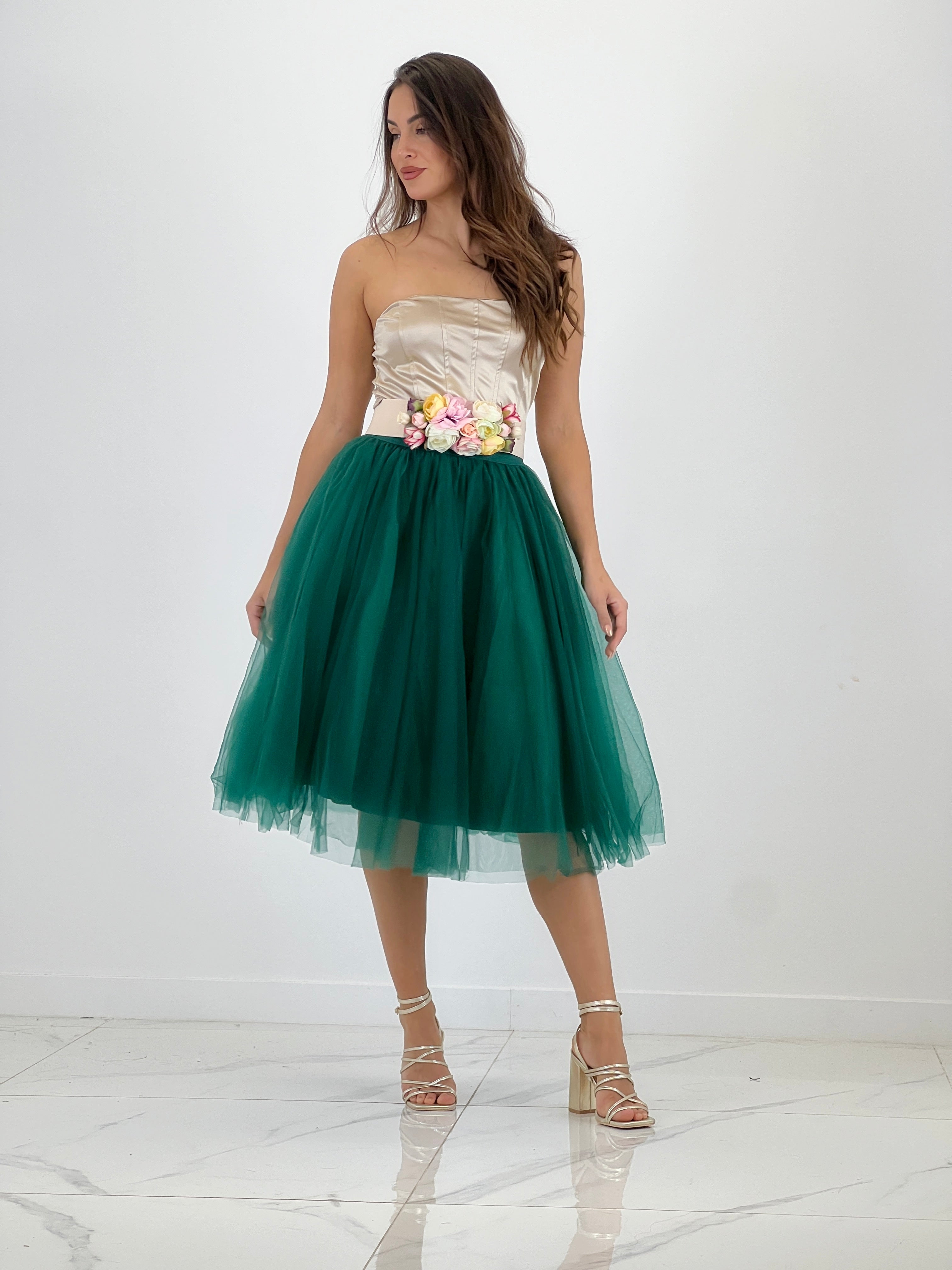 Crop top corsé raso satinado