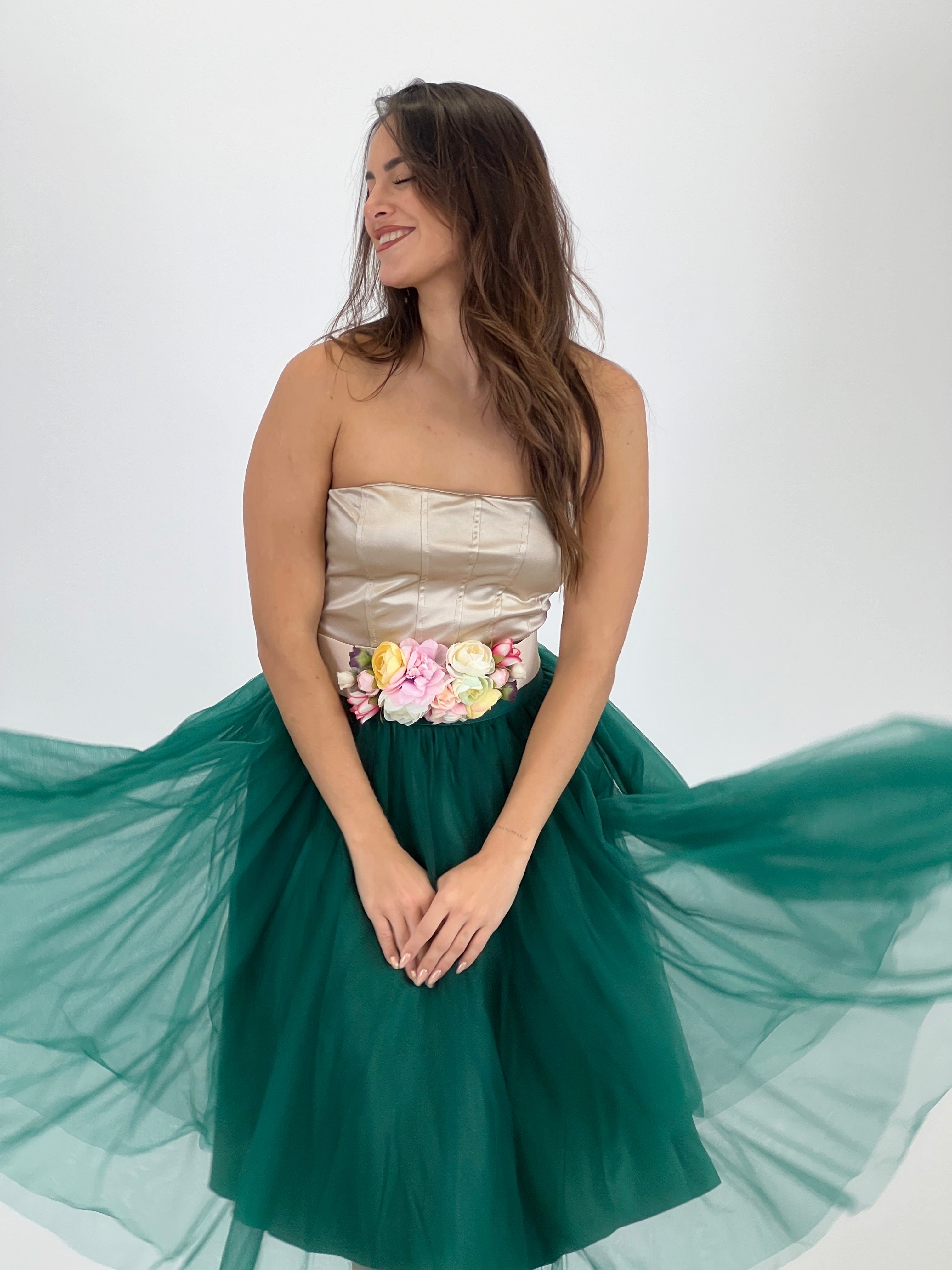 Crop top corsé raso satinado