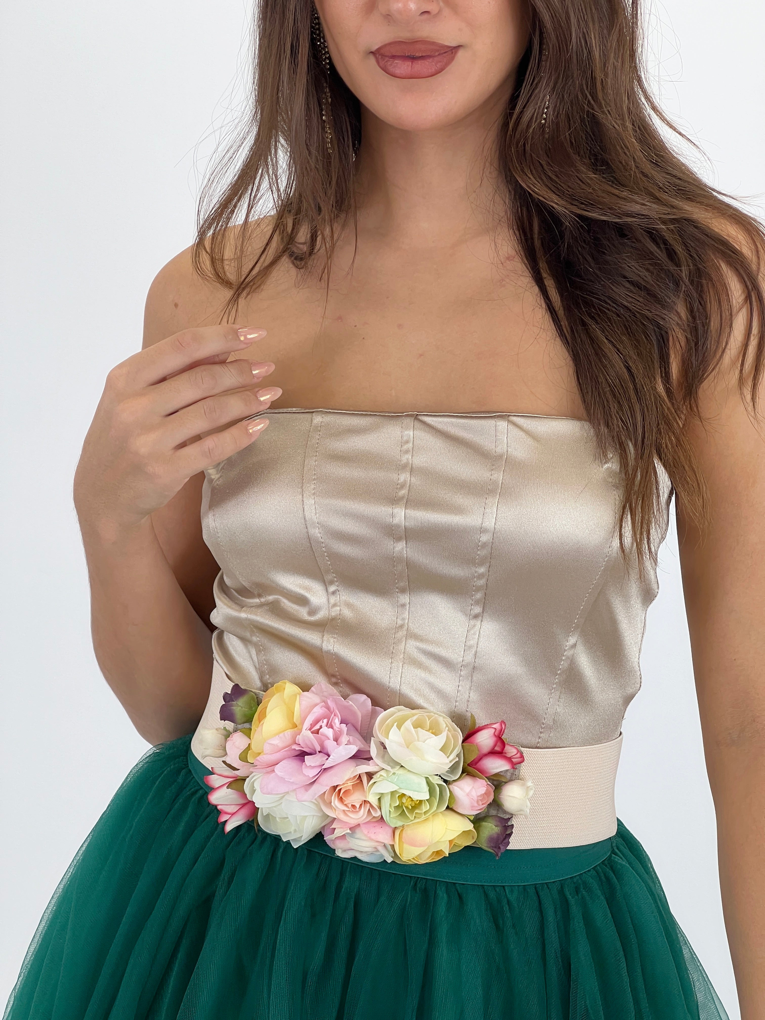 Crop top corsé raso satinado