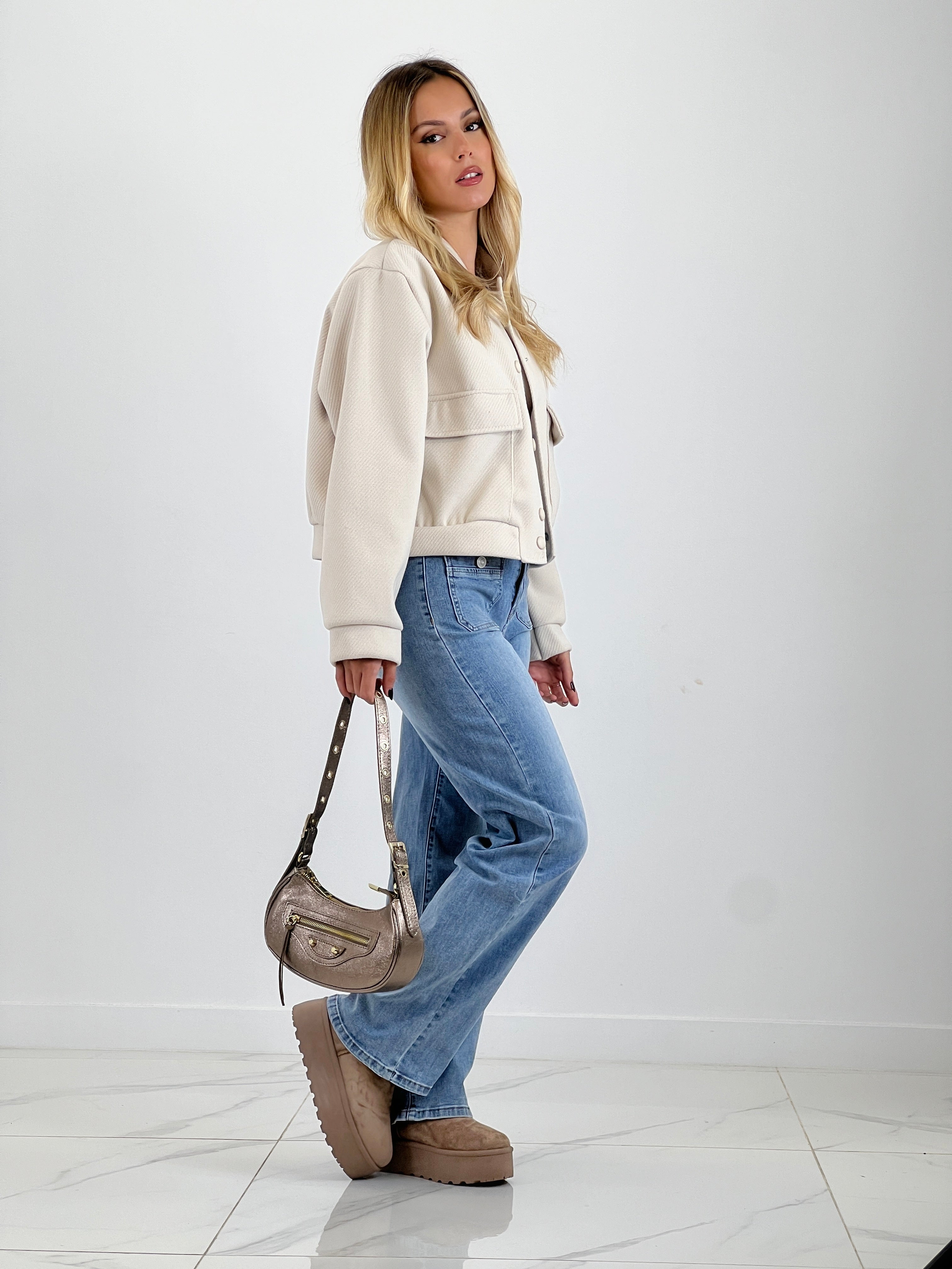 Cazadora bomber efecto paño