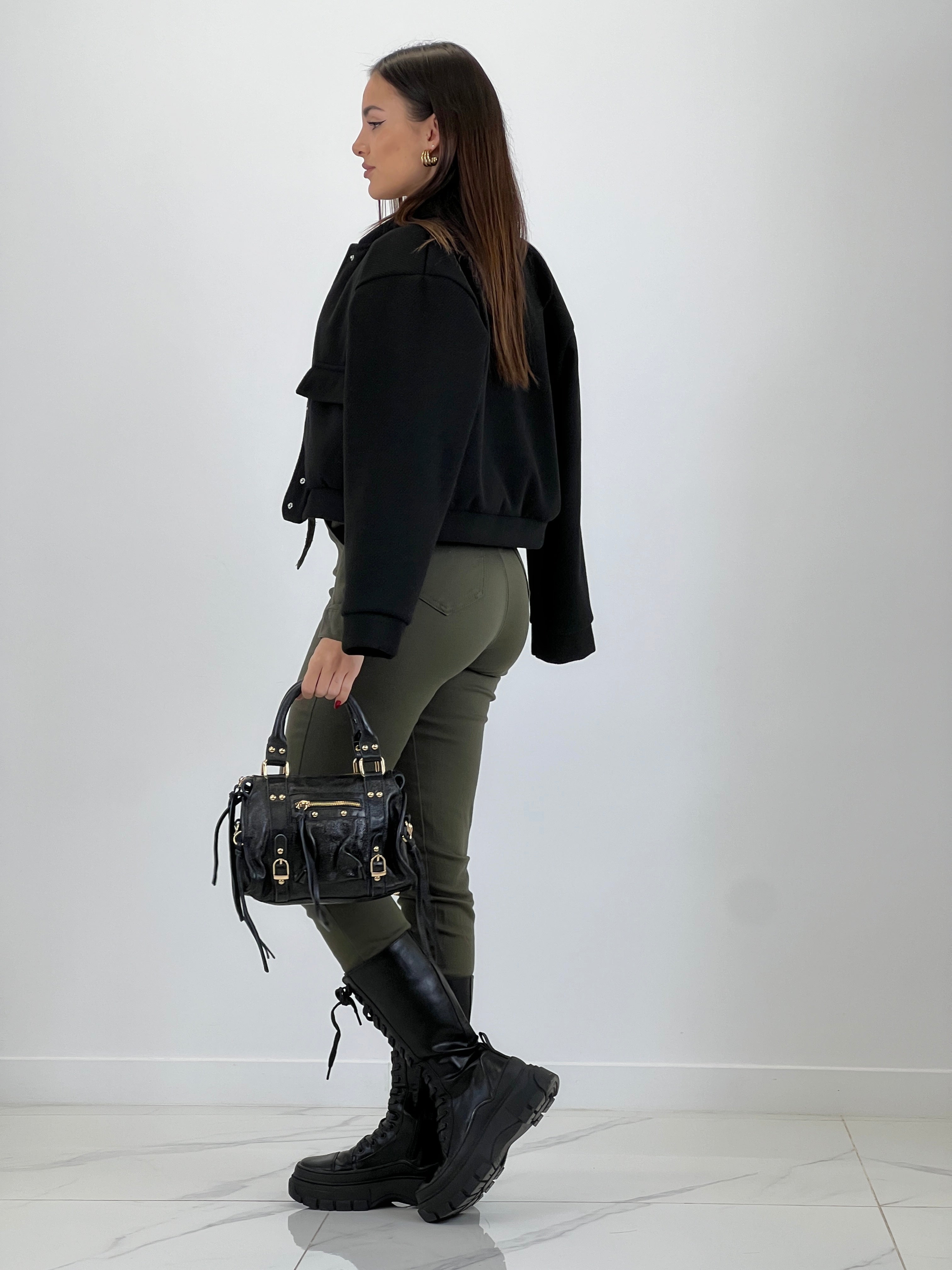 Long-sleeved cargo jumpsuit