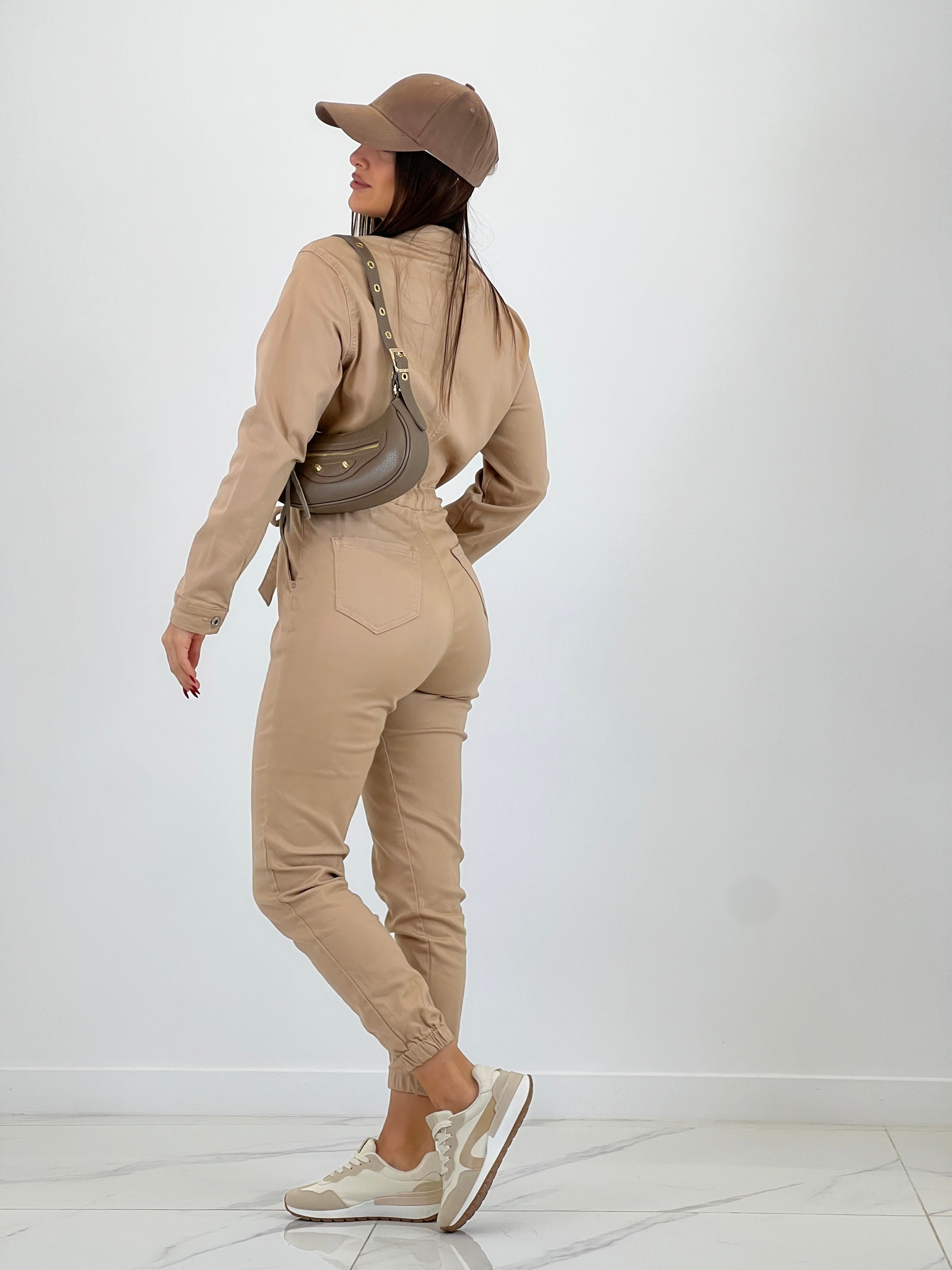 Long-sleeved cargo jumpsuit