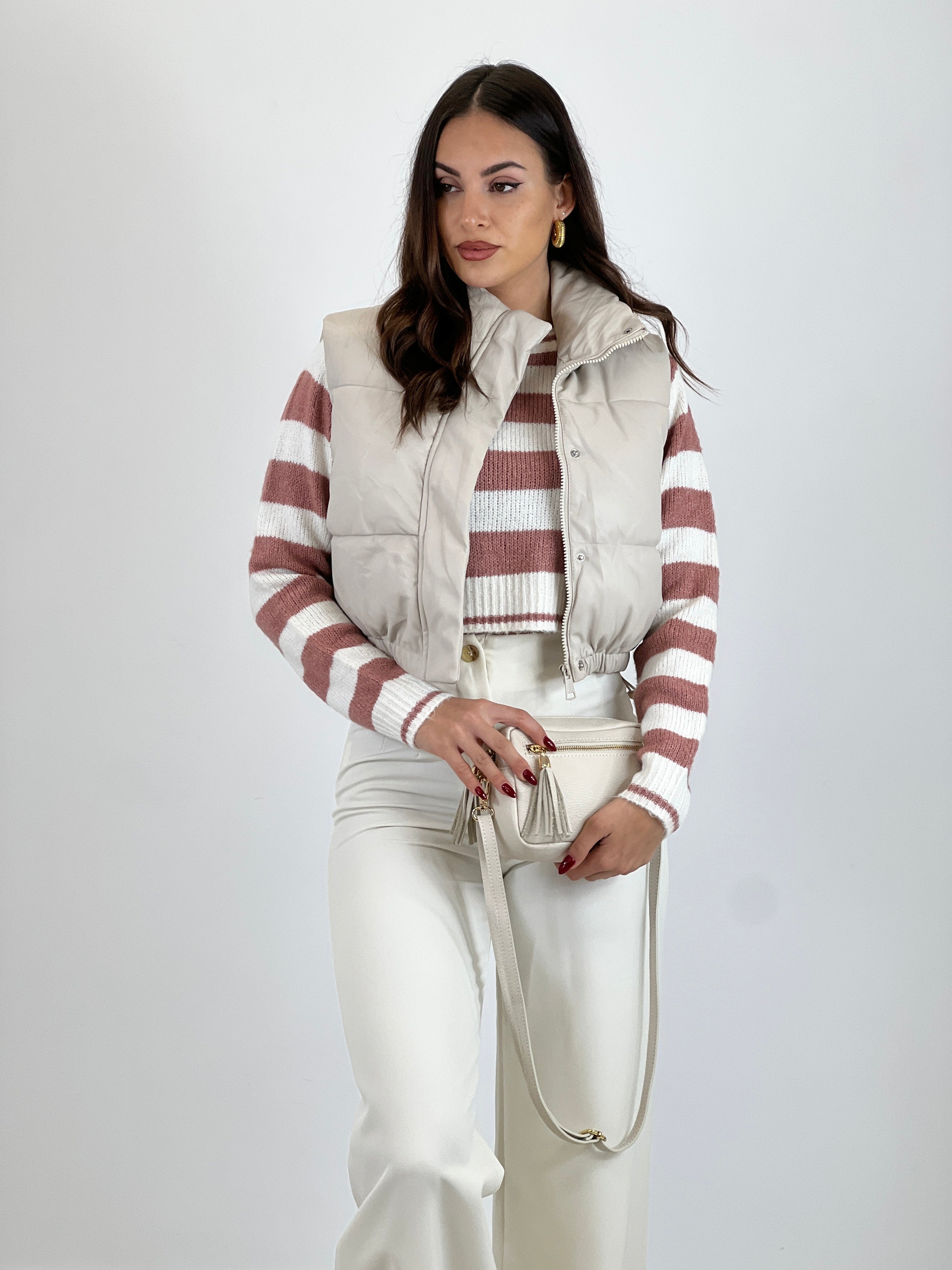 Gilet imbottito effetto pelle