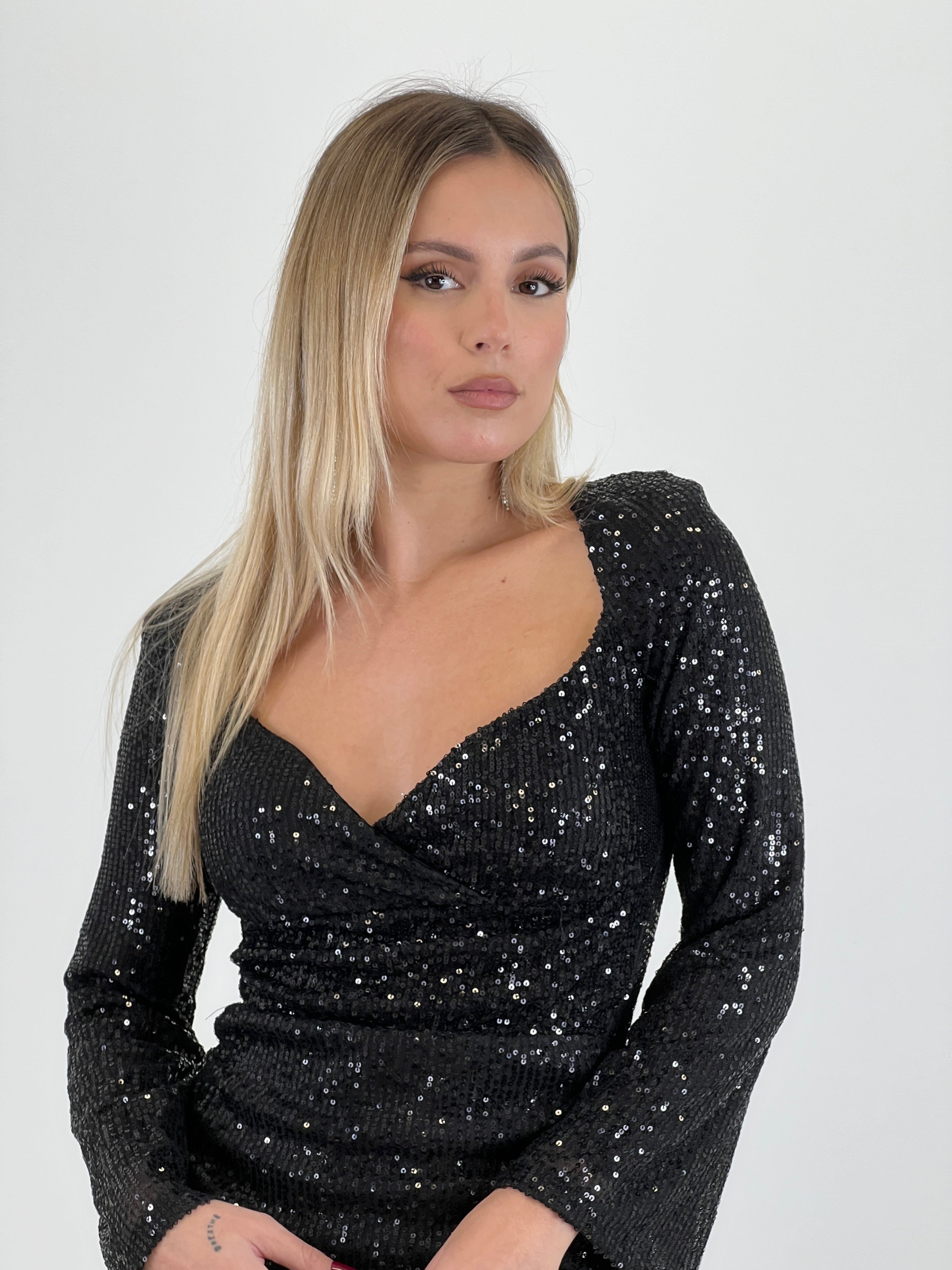 Valeria sequin wrap dress