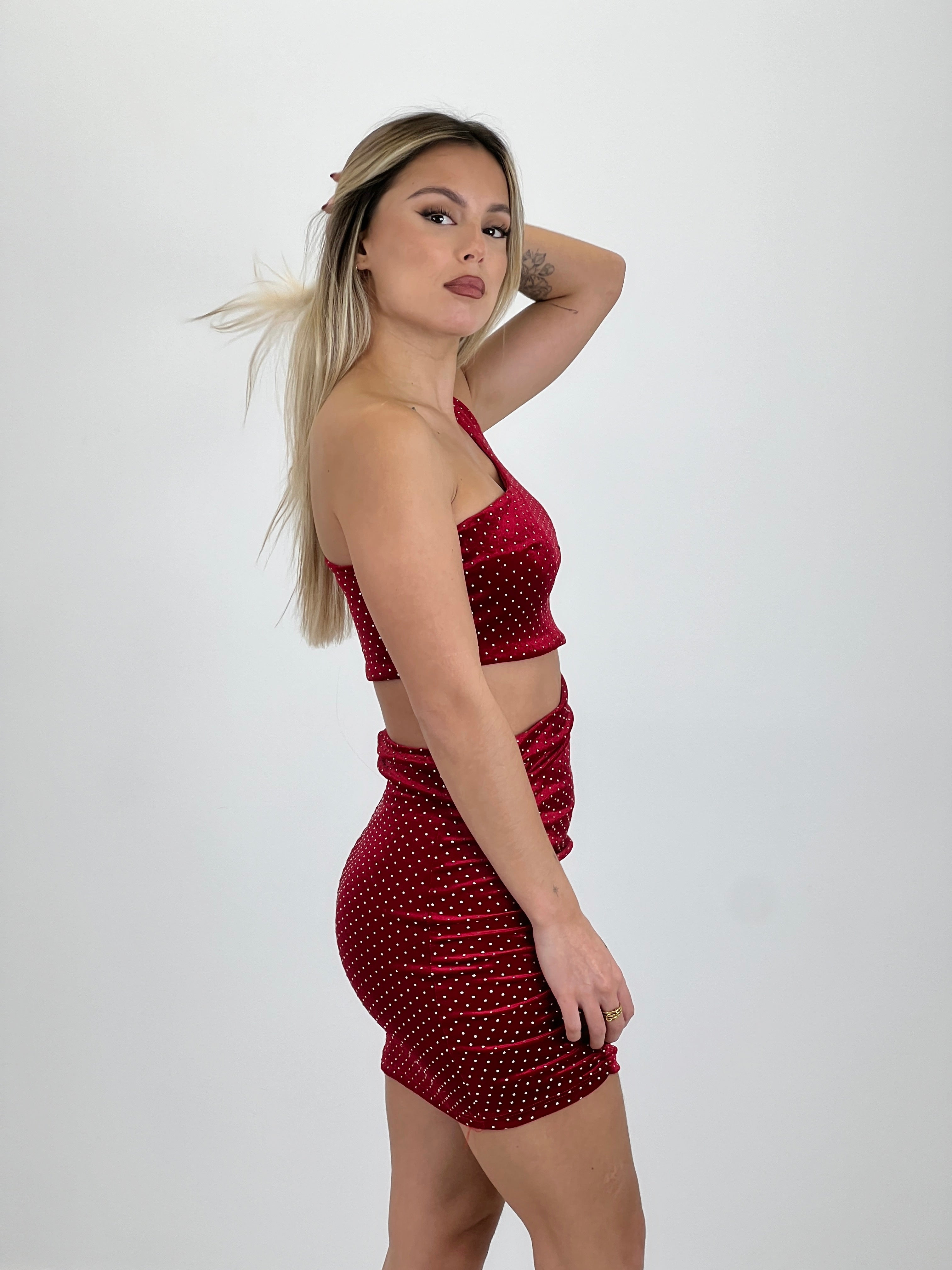 Asymmetrical velvet dress