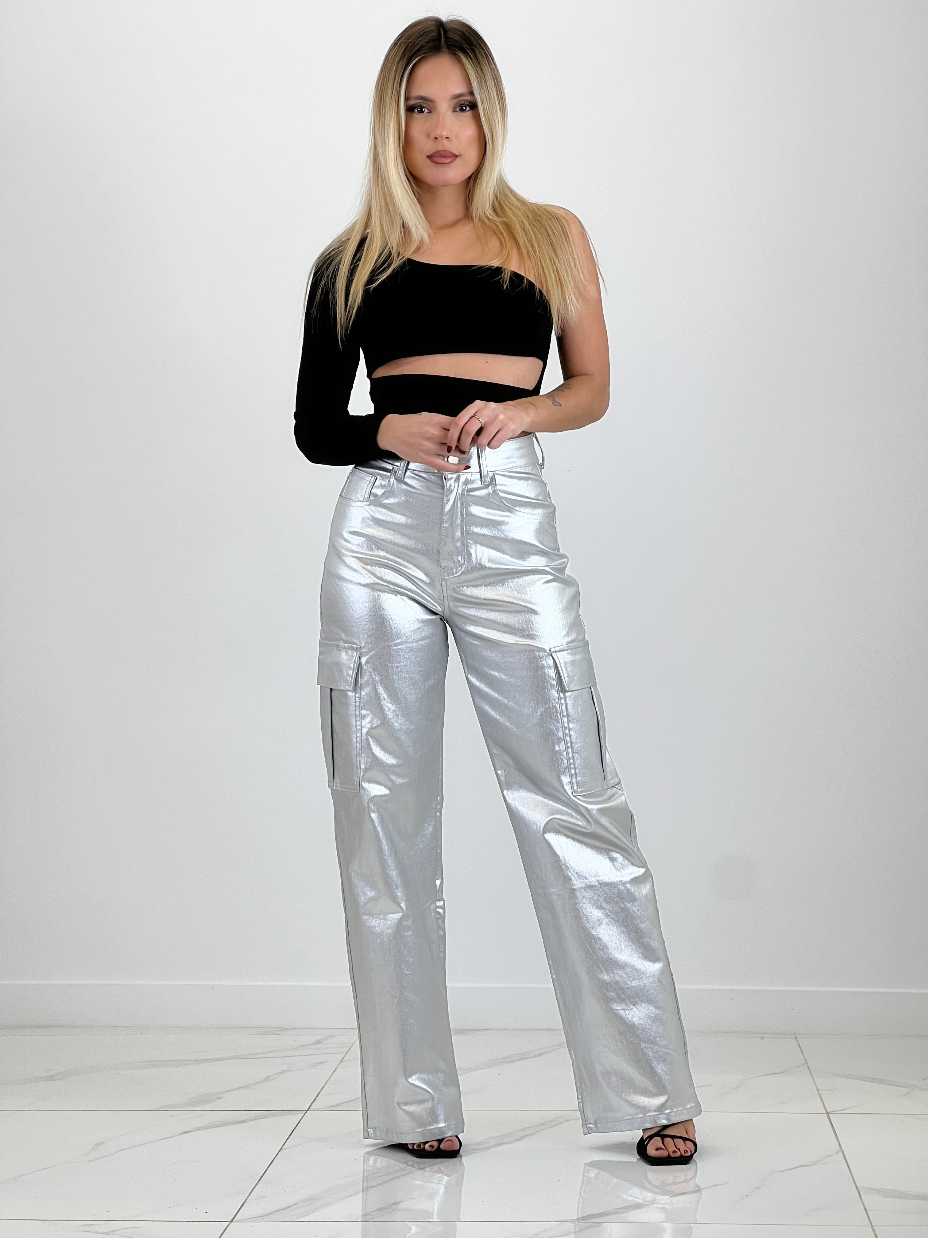 Recorte superior de lurex manga