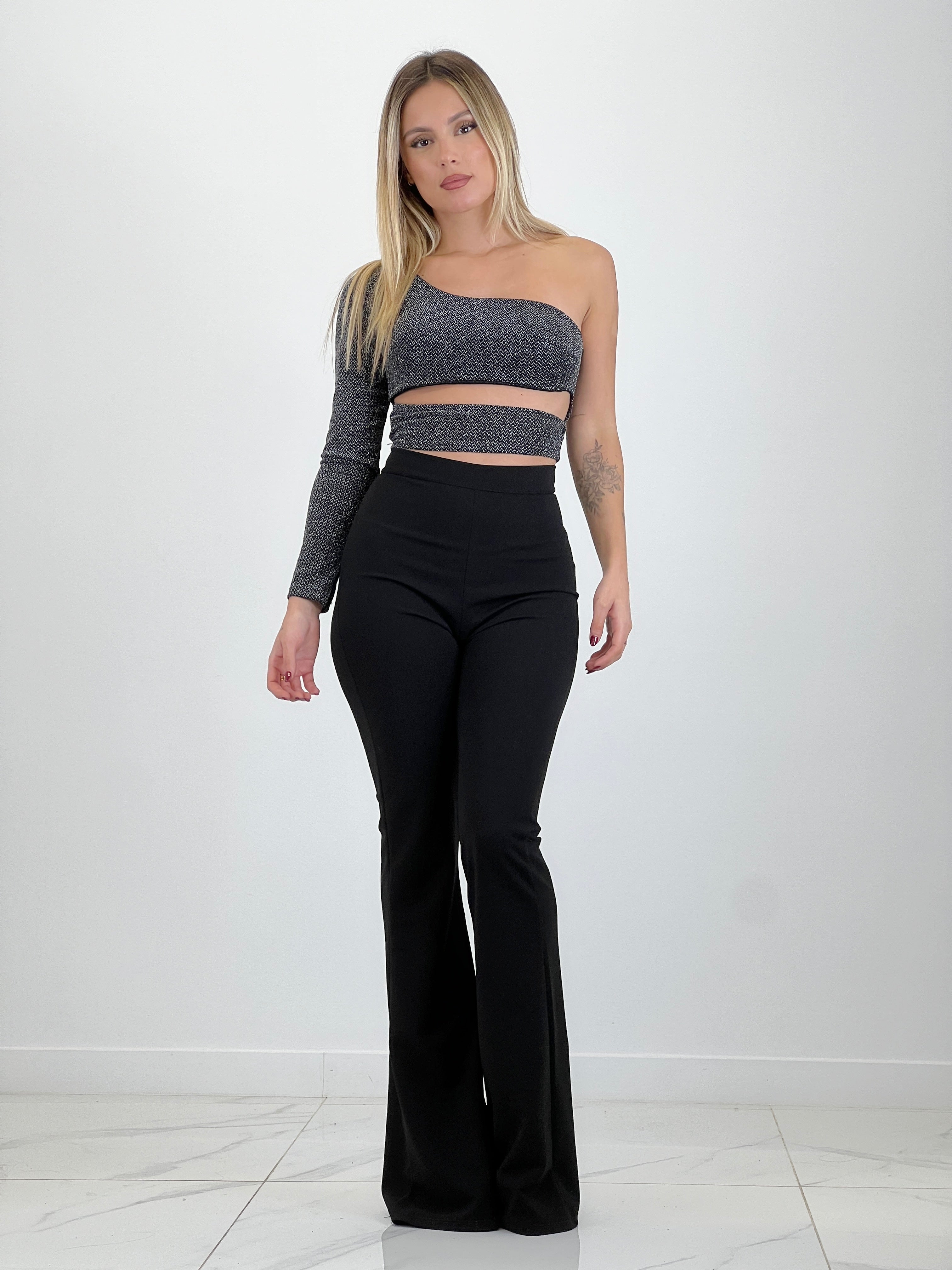 Recorte superior de lurex manga