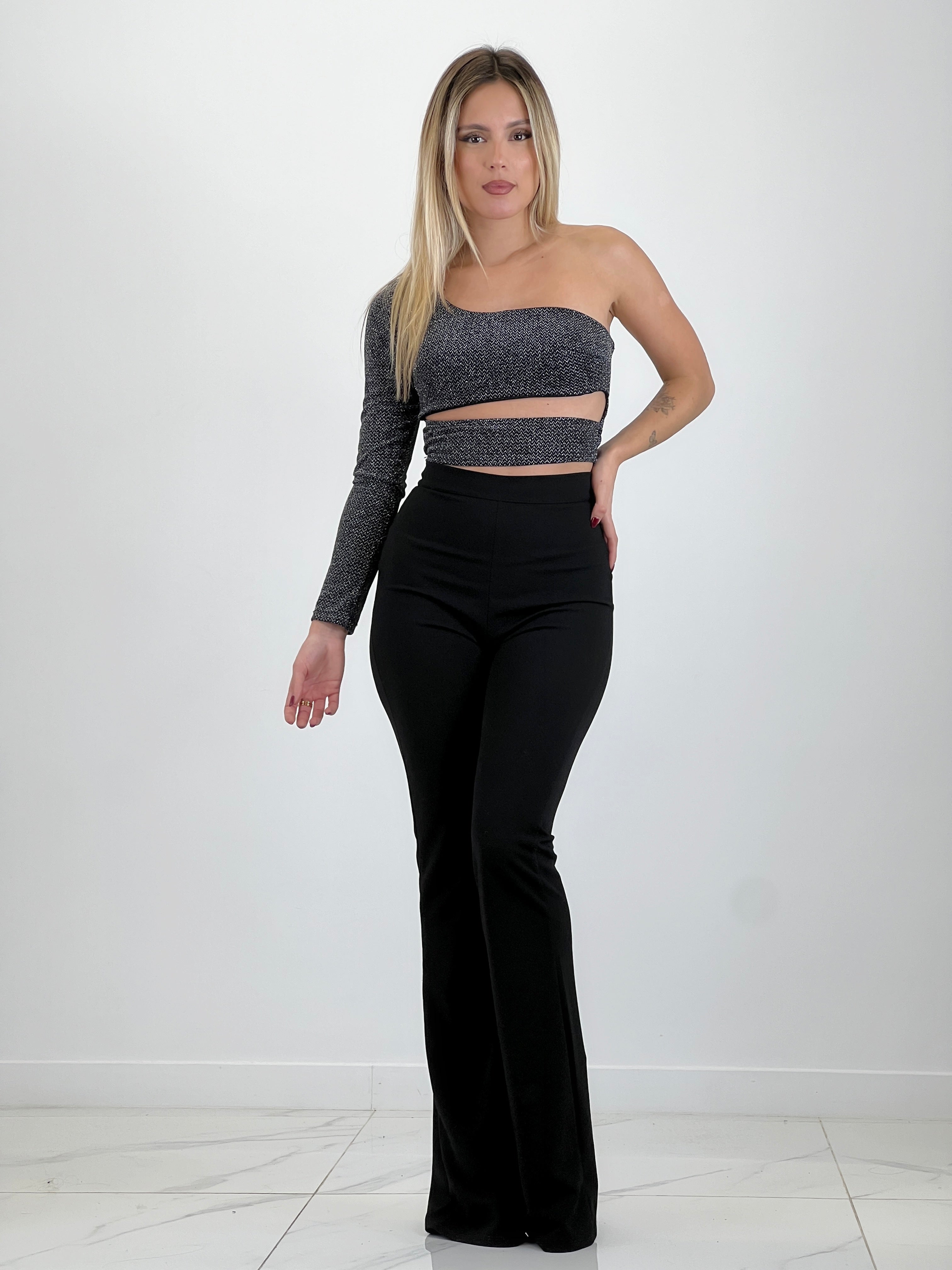 Recorte superior de lurex manga