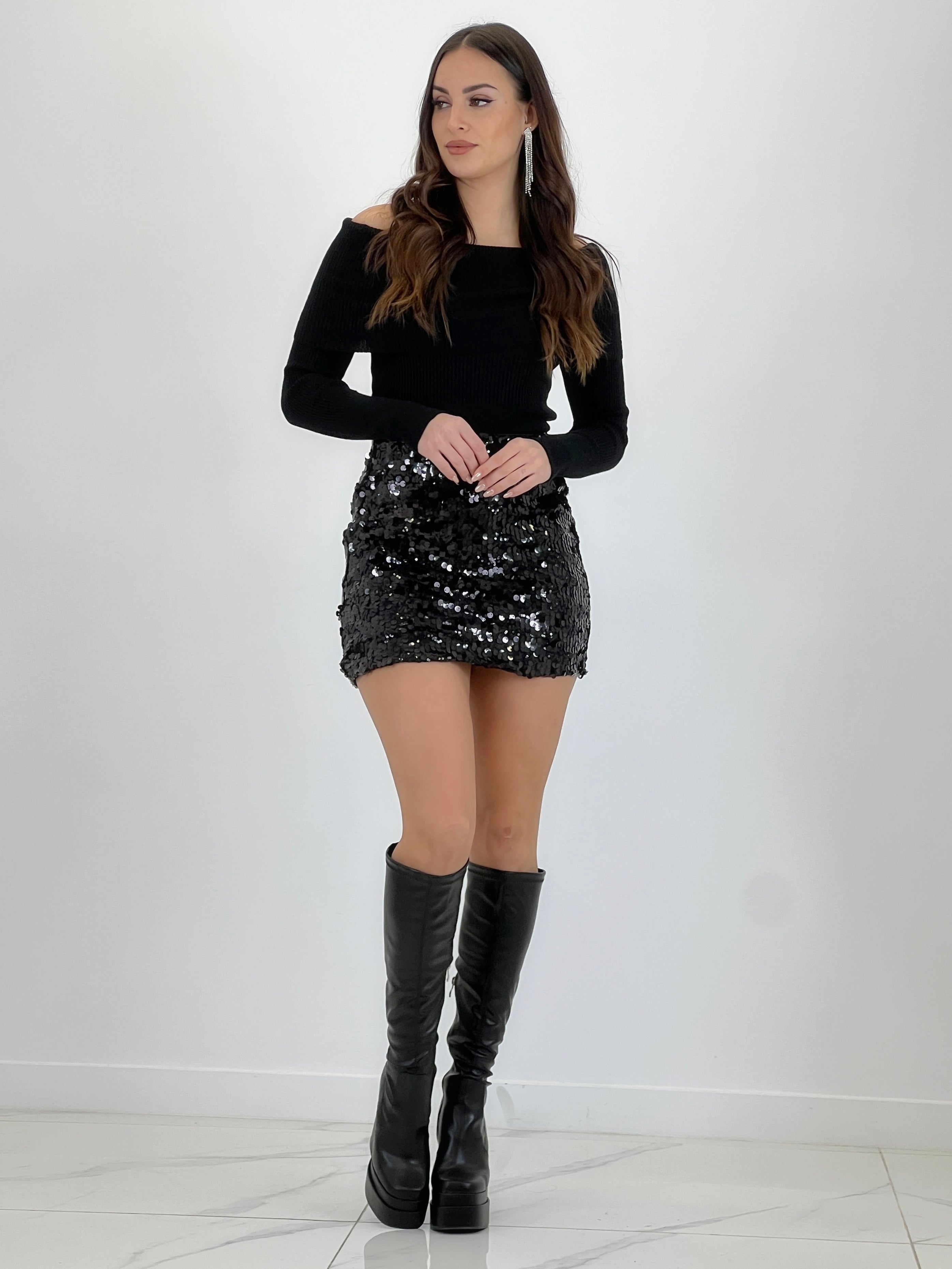 Falda combinada lentejuelas