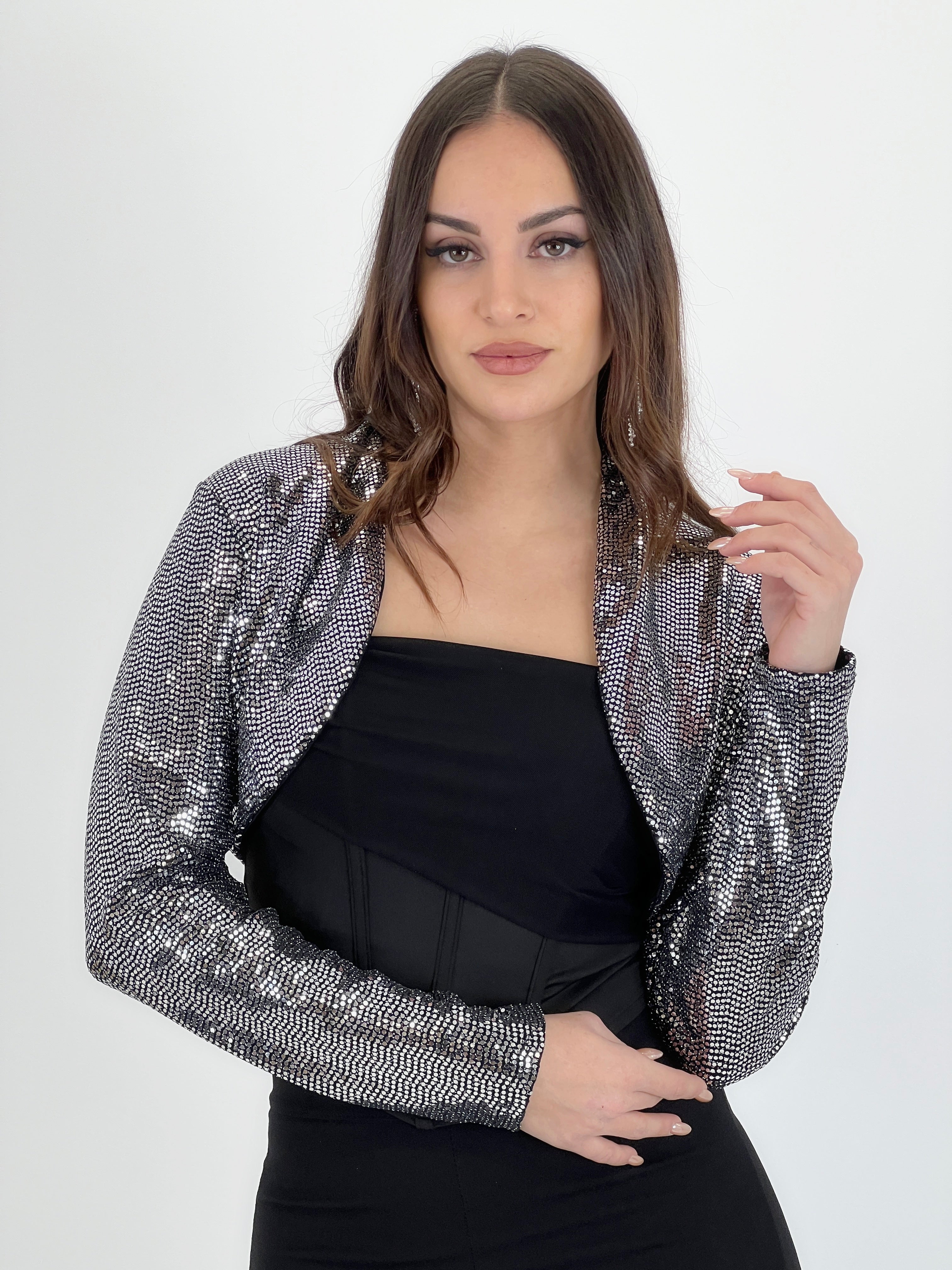 Chaqueta crop lentejuelas