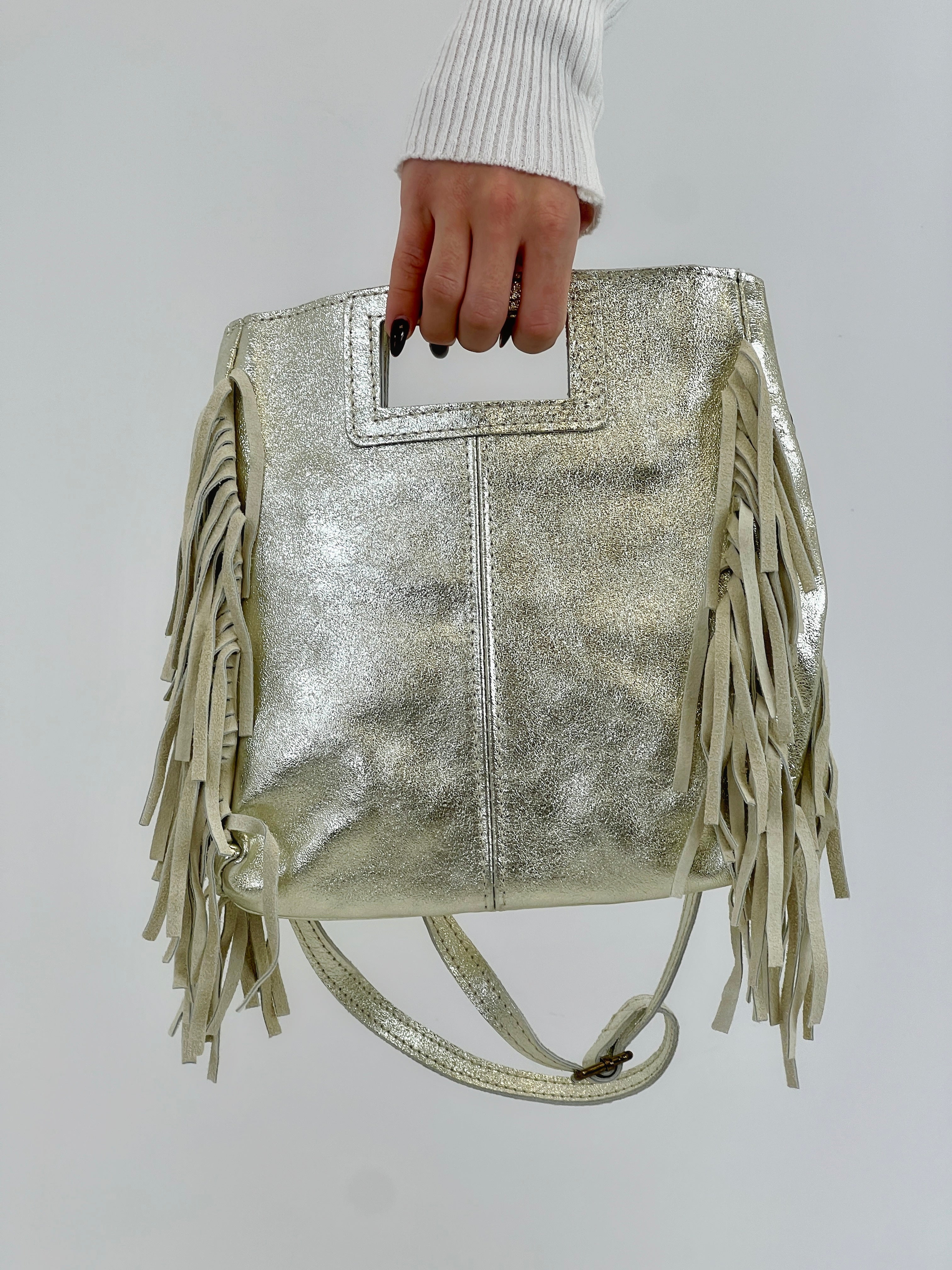 Bolso piel flecos