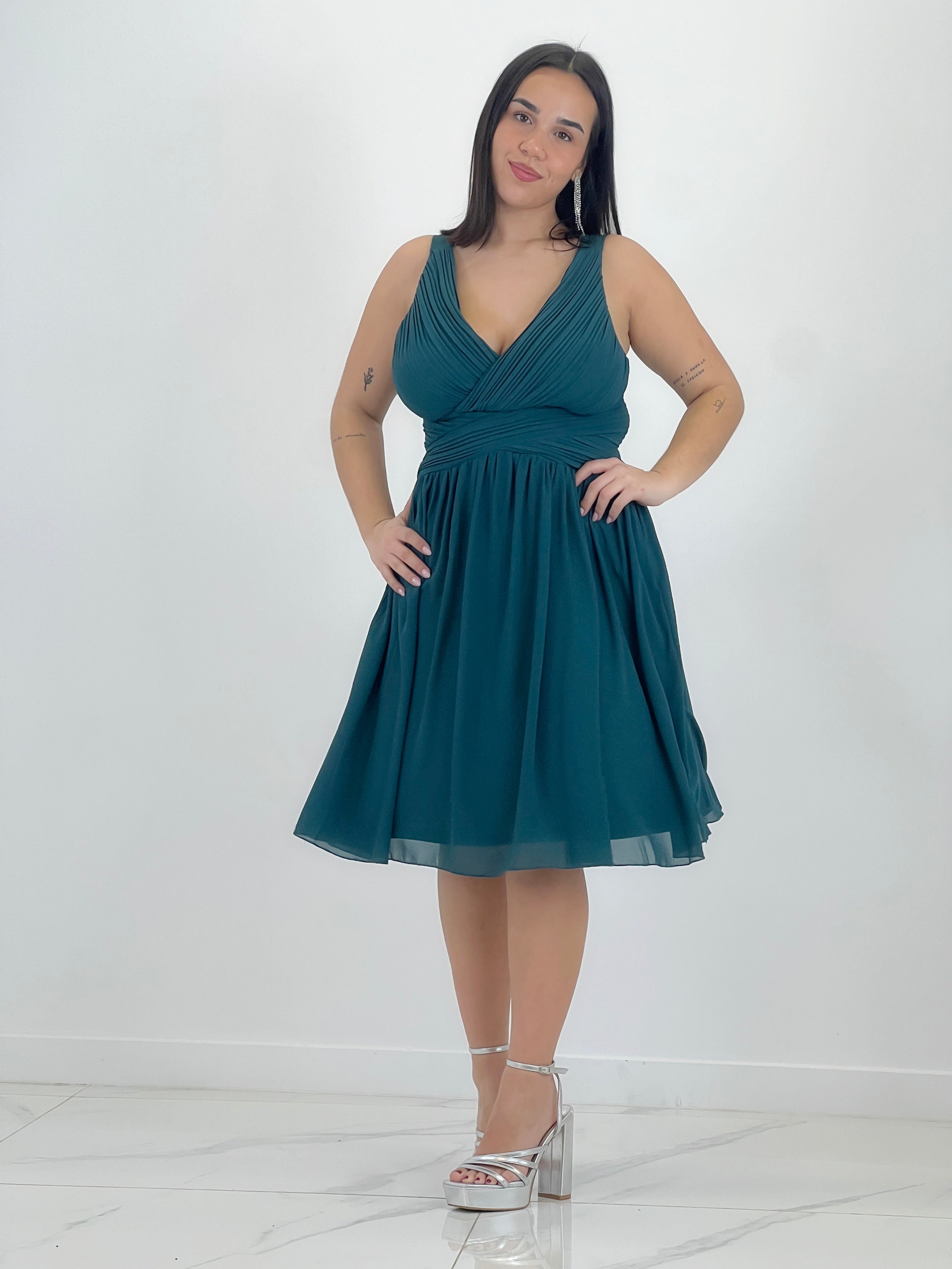 Vestido Elvia drapeado corto