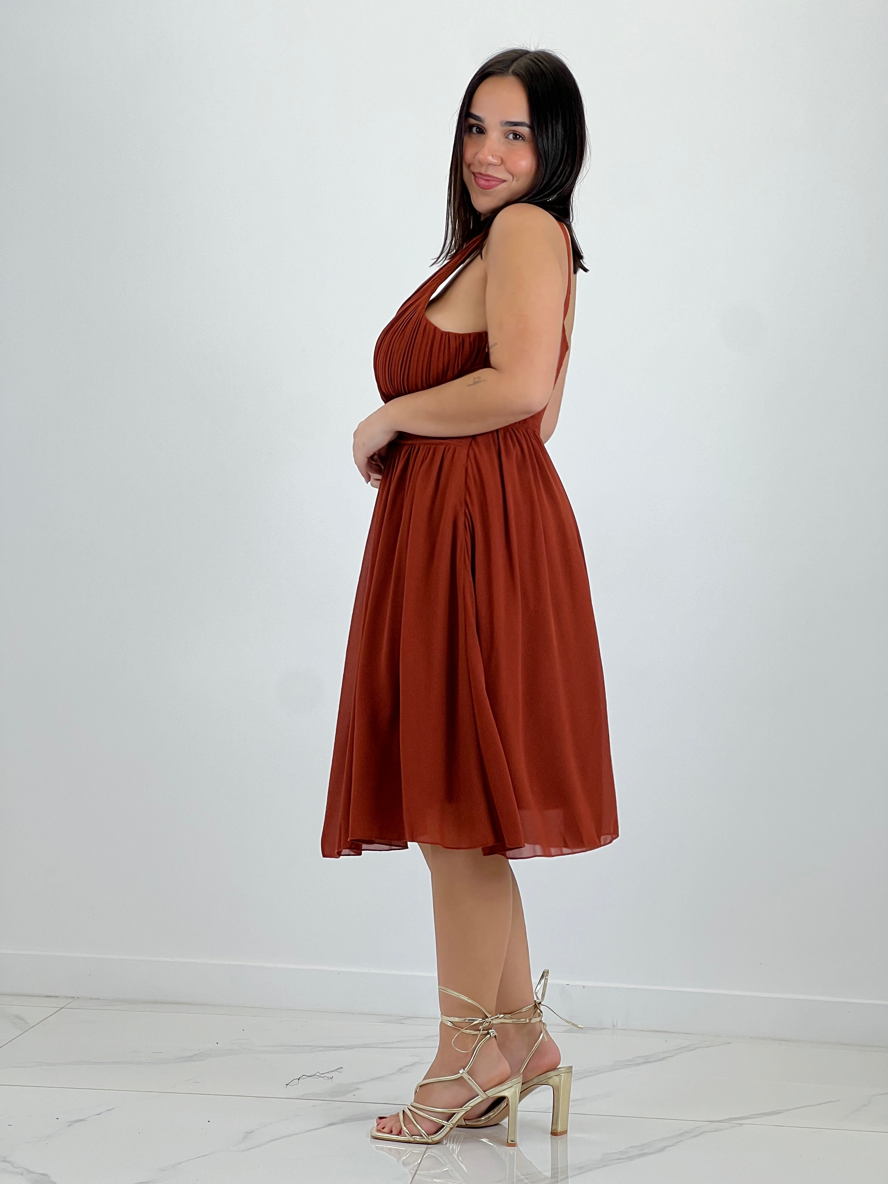 Vestido Elvia drapeado corto