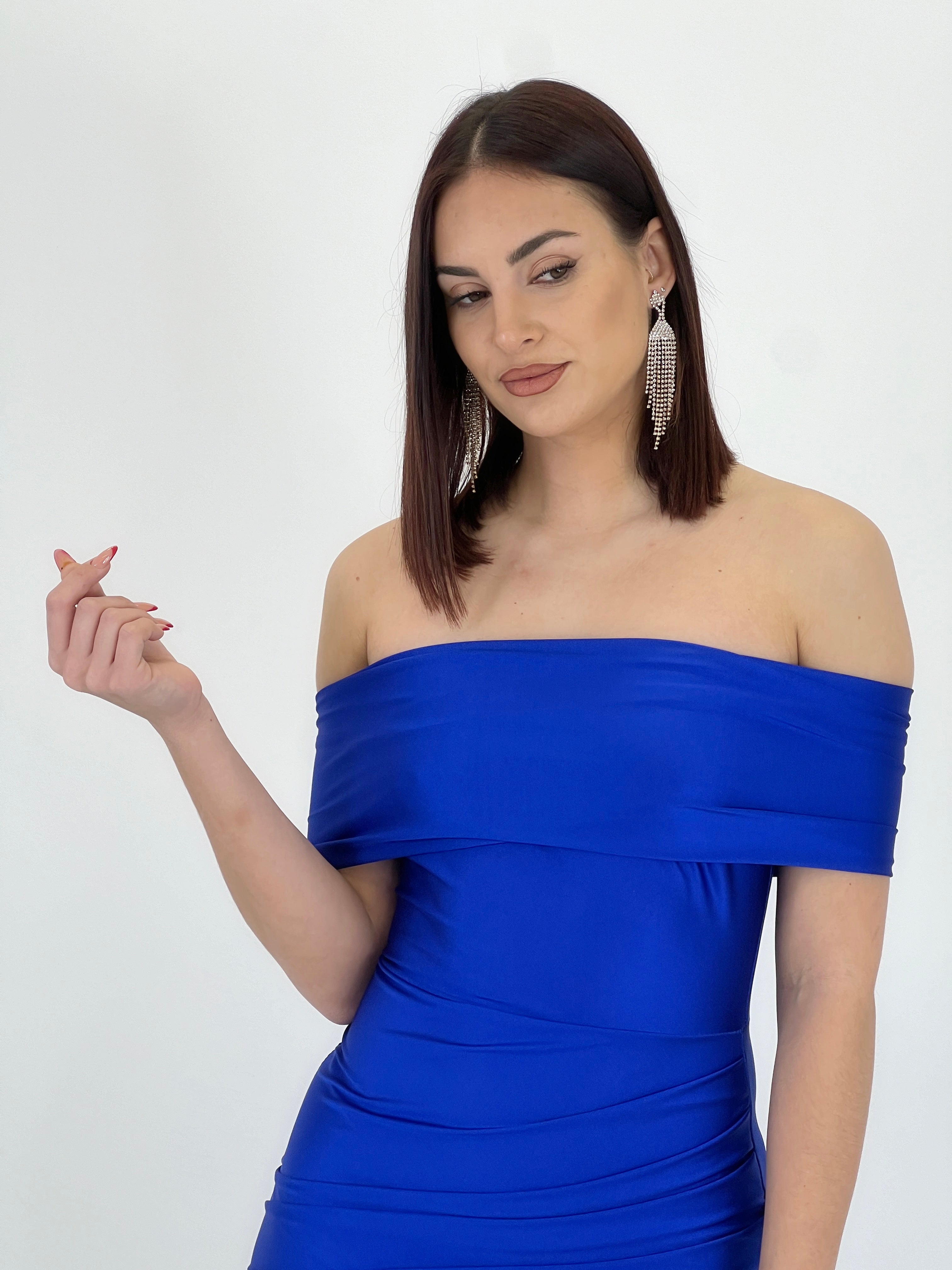 Vestido cuello barco raso Cindy