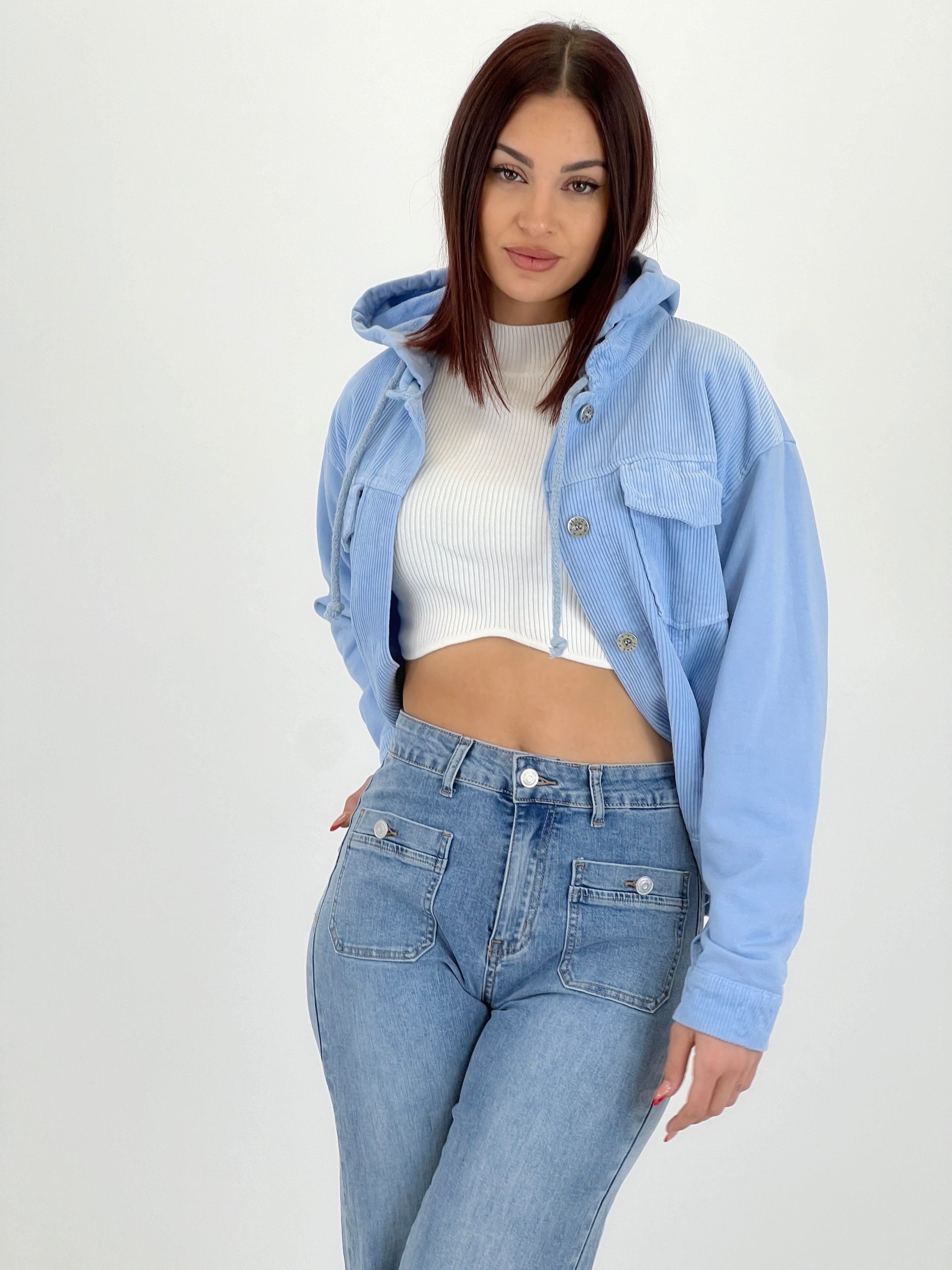 Chaqueta de pana capucha