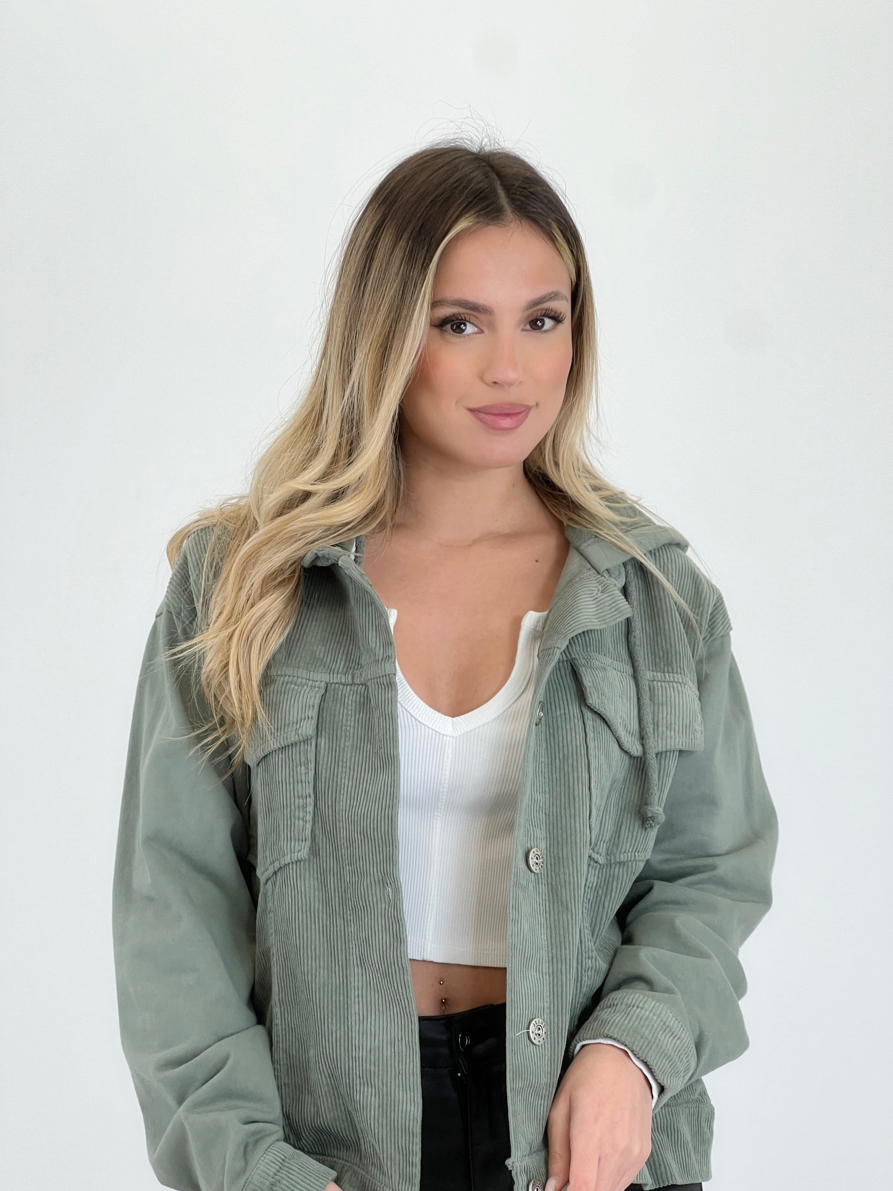 Chaqueta de pana capucha