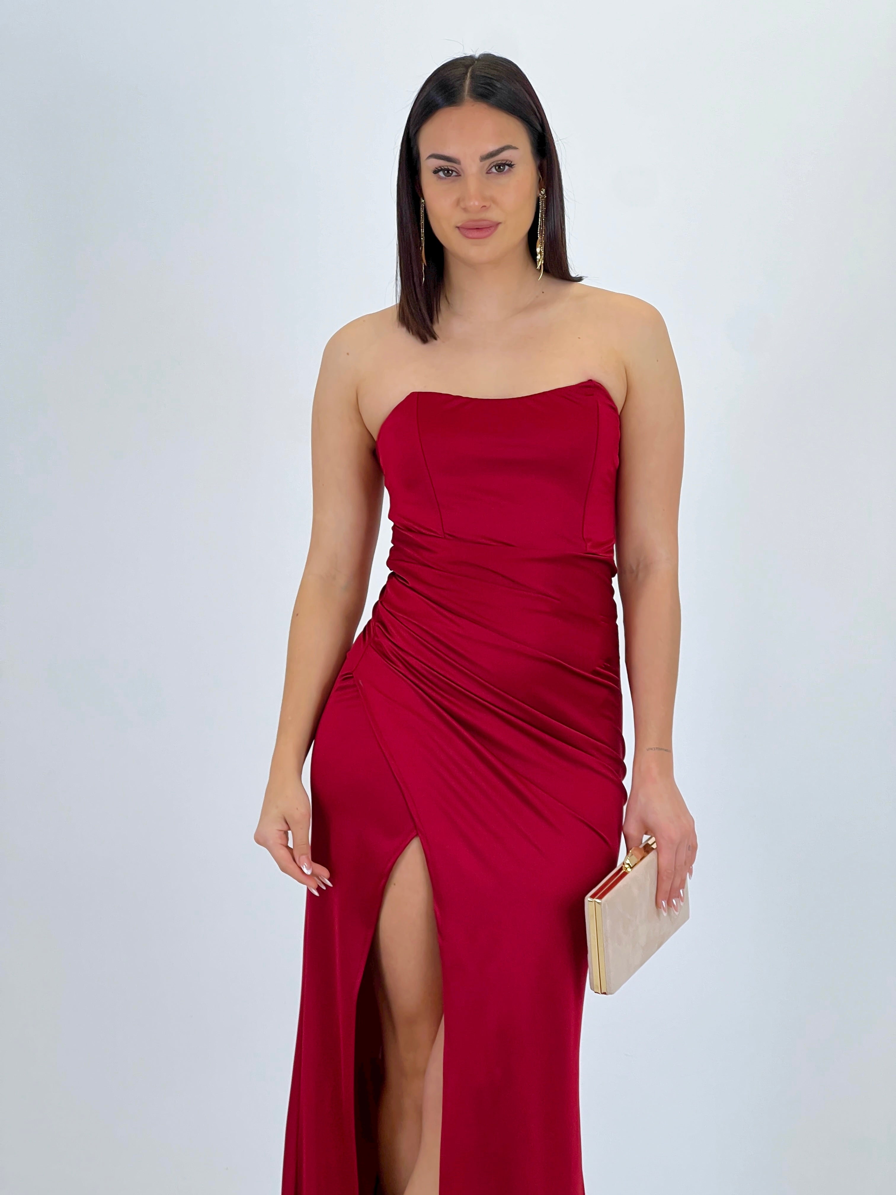 Vestido fruncido espalda cruzada Dina