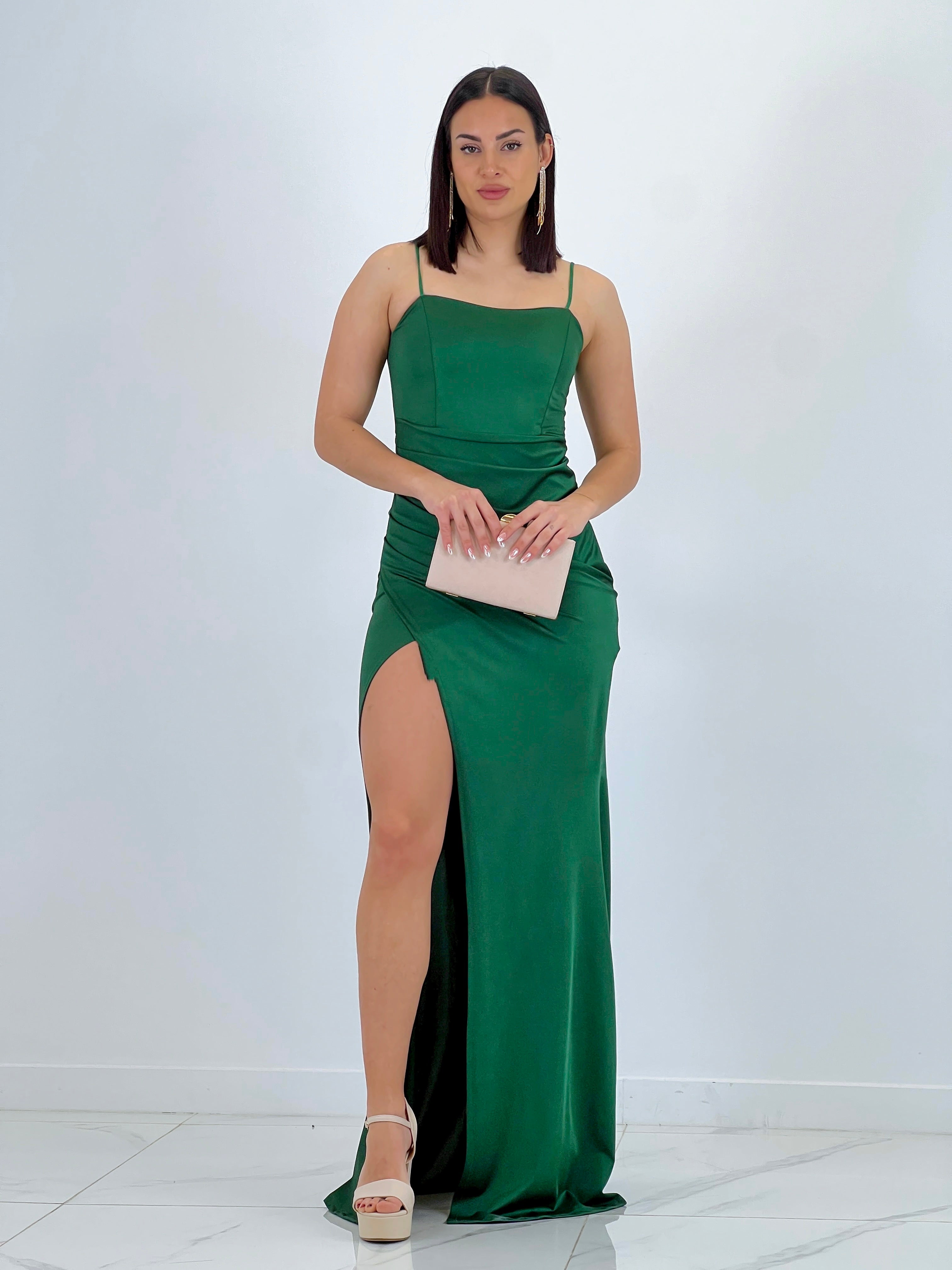 Vestido fruncido espalda cruzada Dina