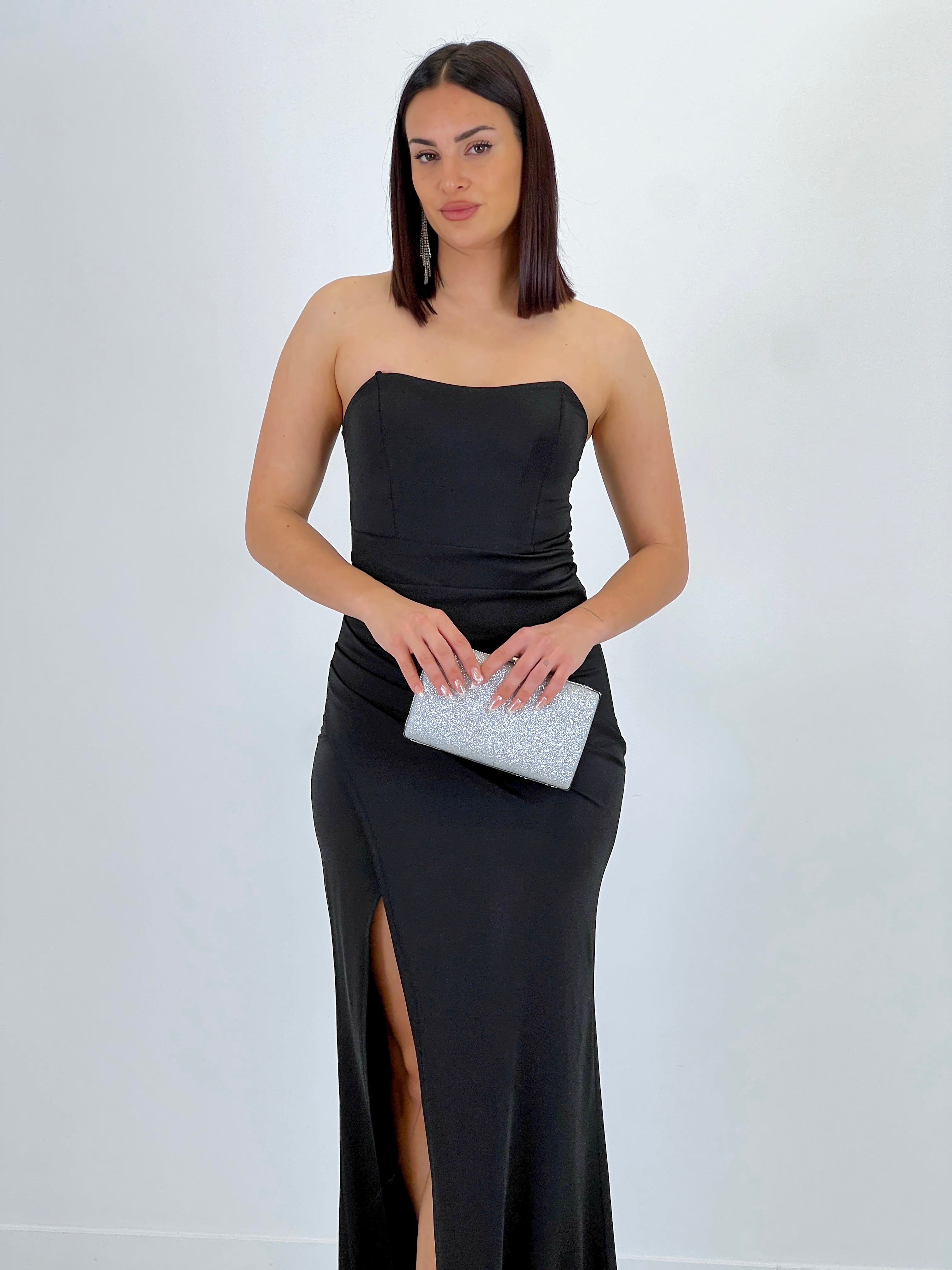 Vestido fruncido espalda cruzada Dina