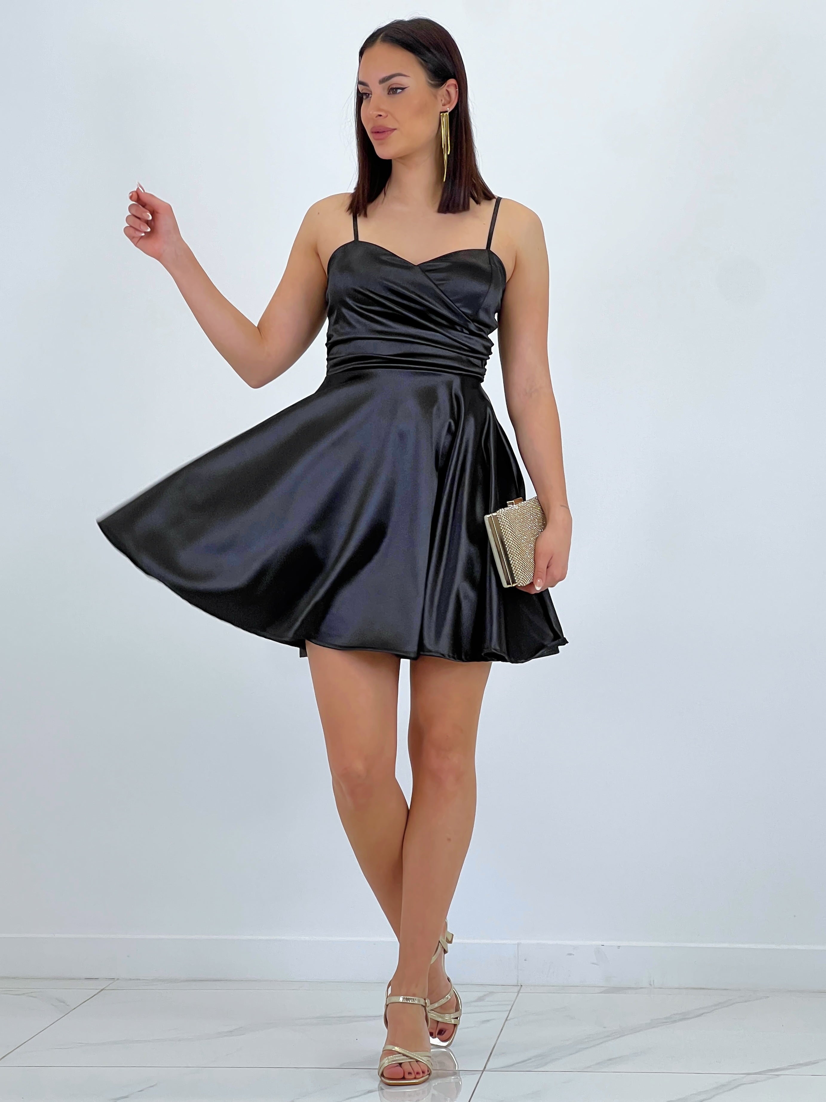 Vestido satinado con vuelo Belisa