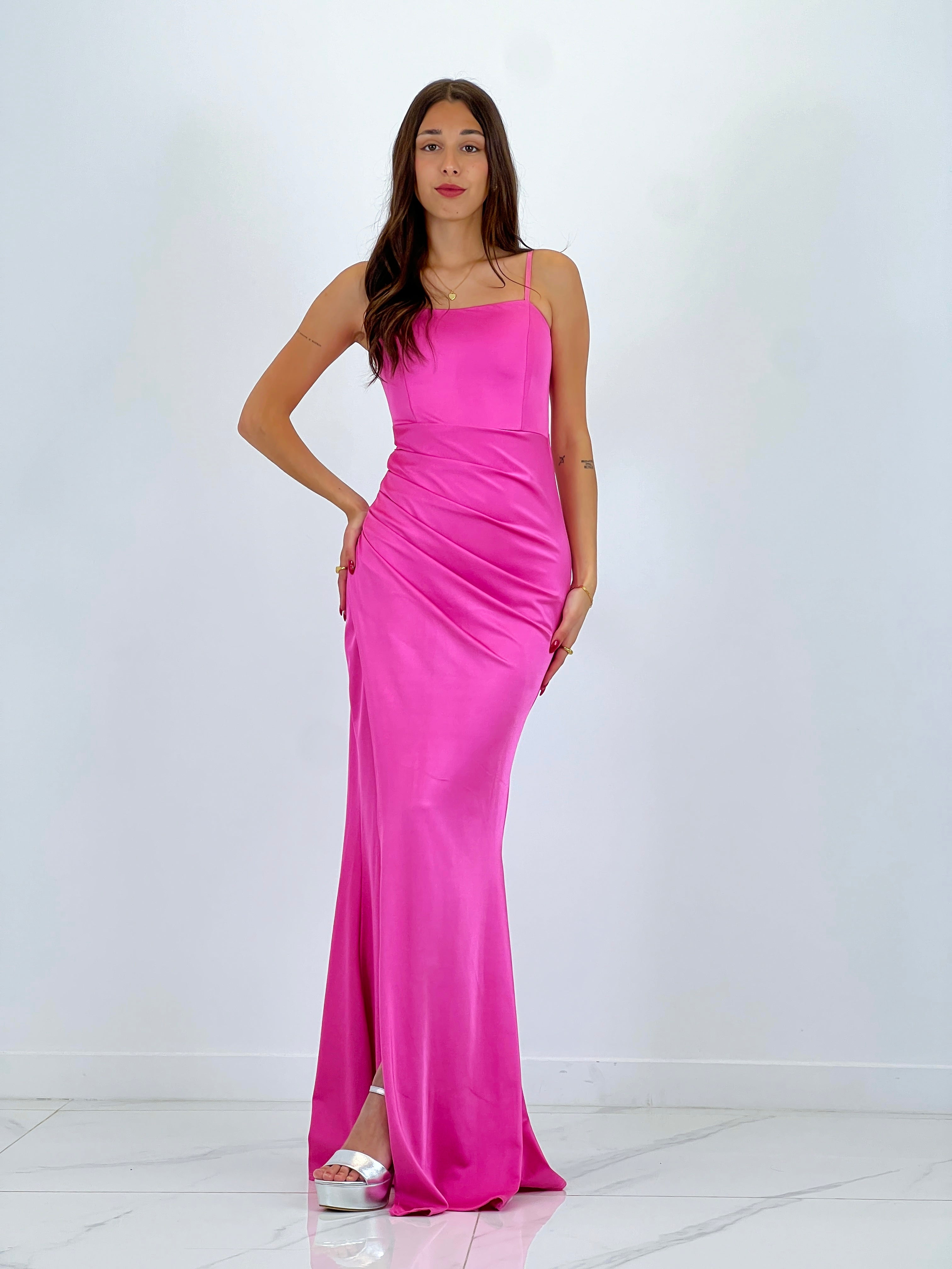 Vestido fruncido espalda cruzada Dina