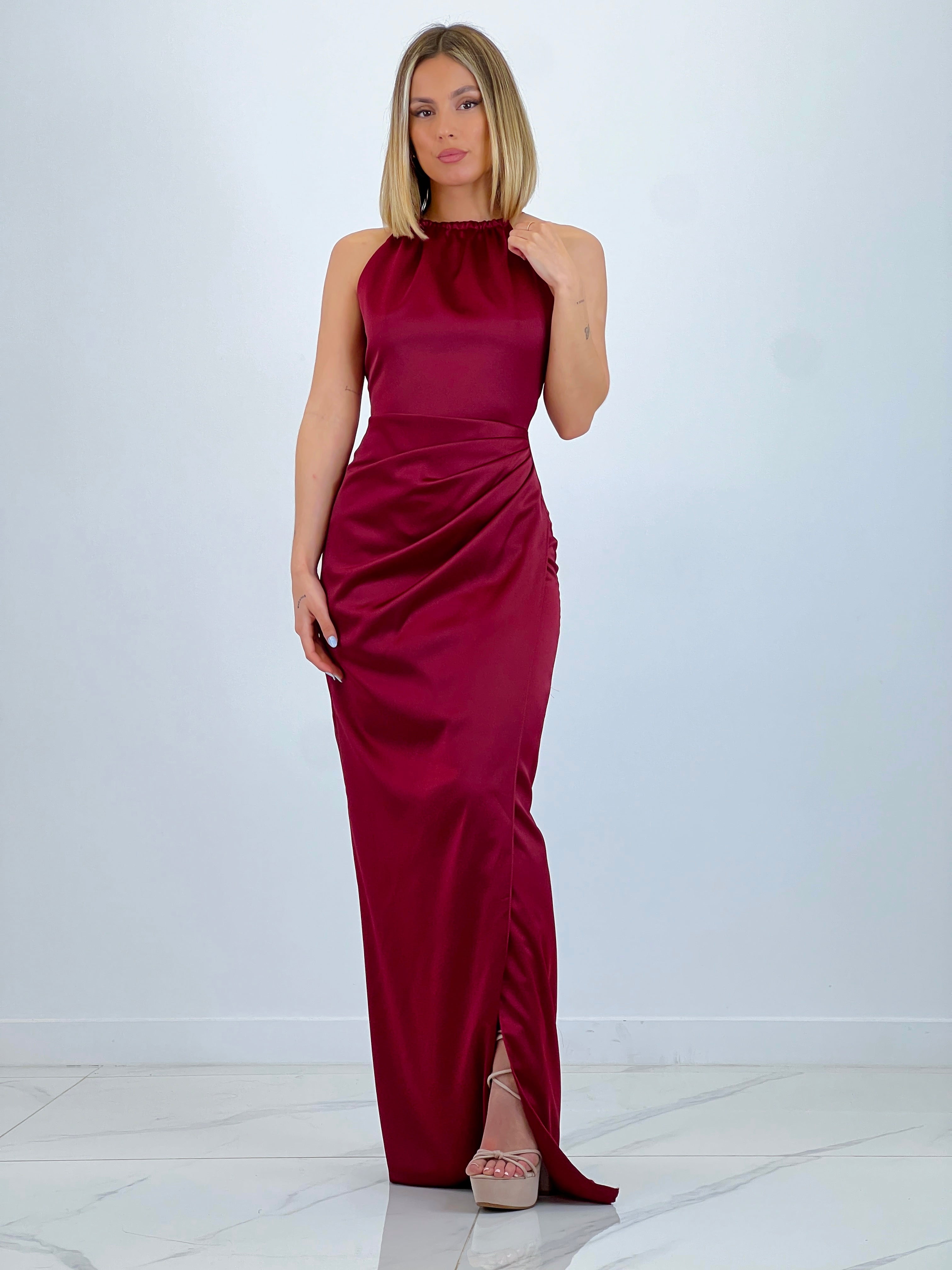 Vestido raso halter Gala