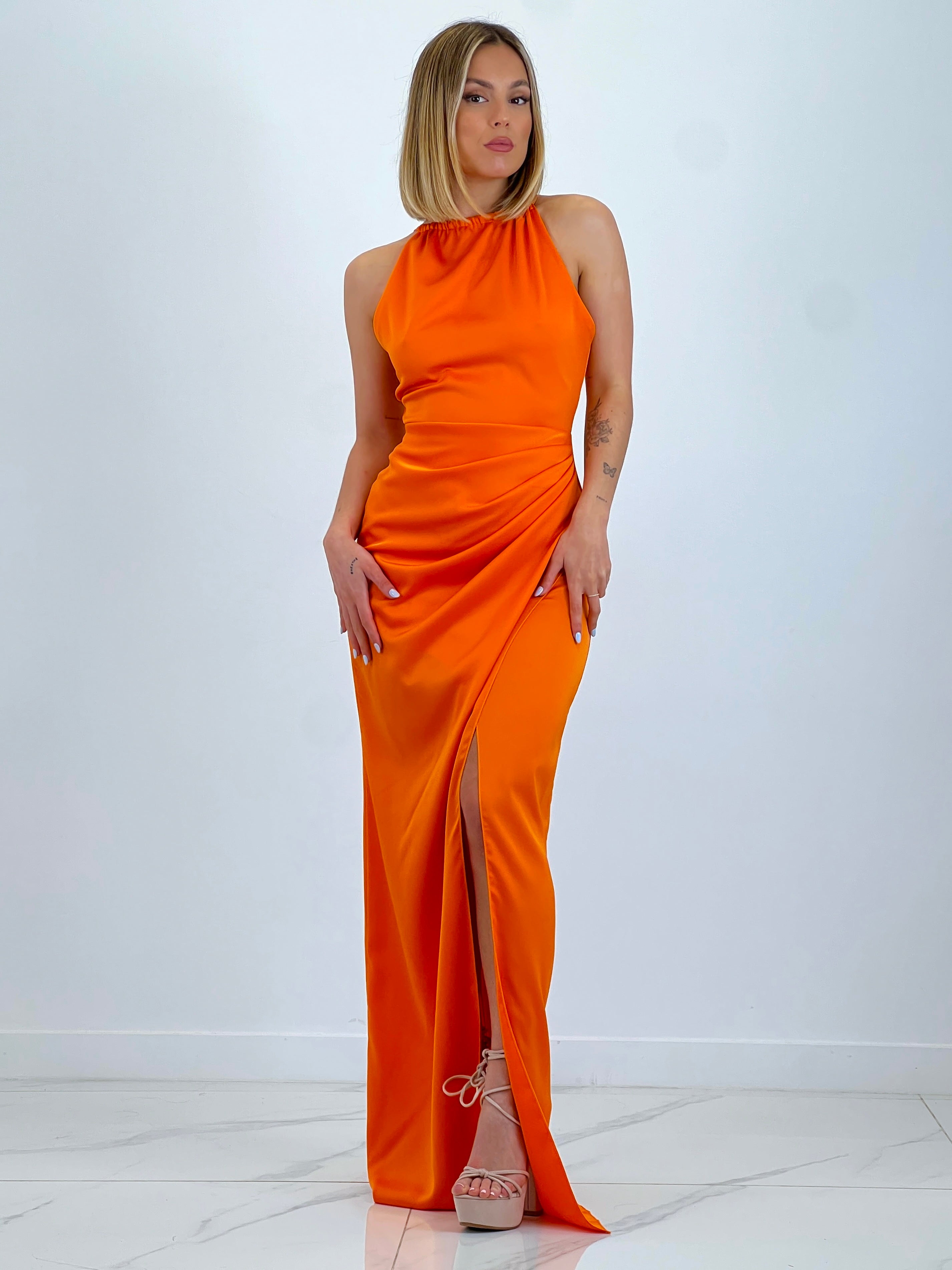 Vestido raso halter Gala