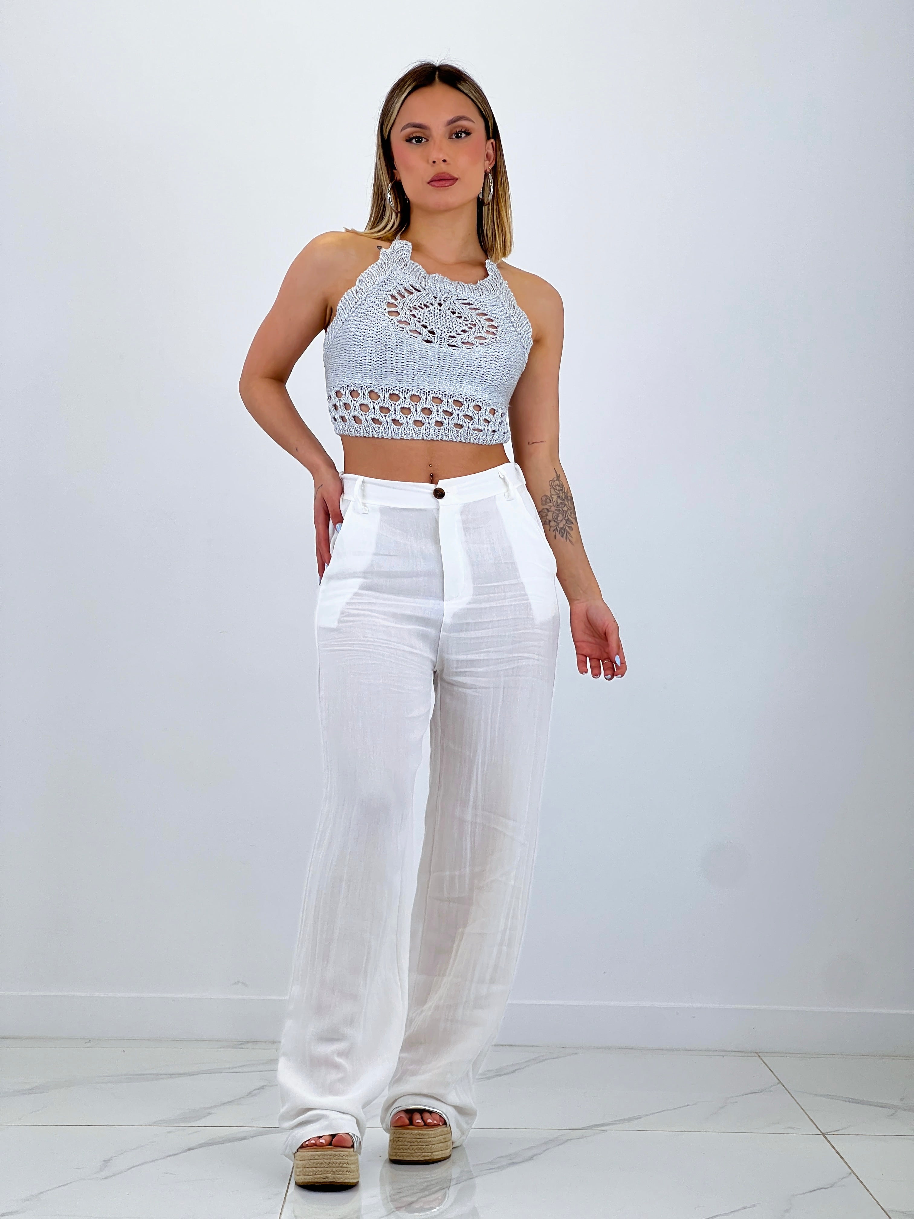 Top halter caldo lurex