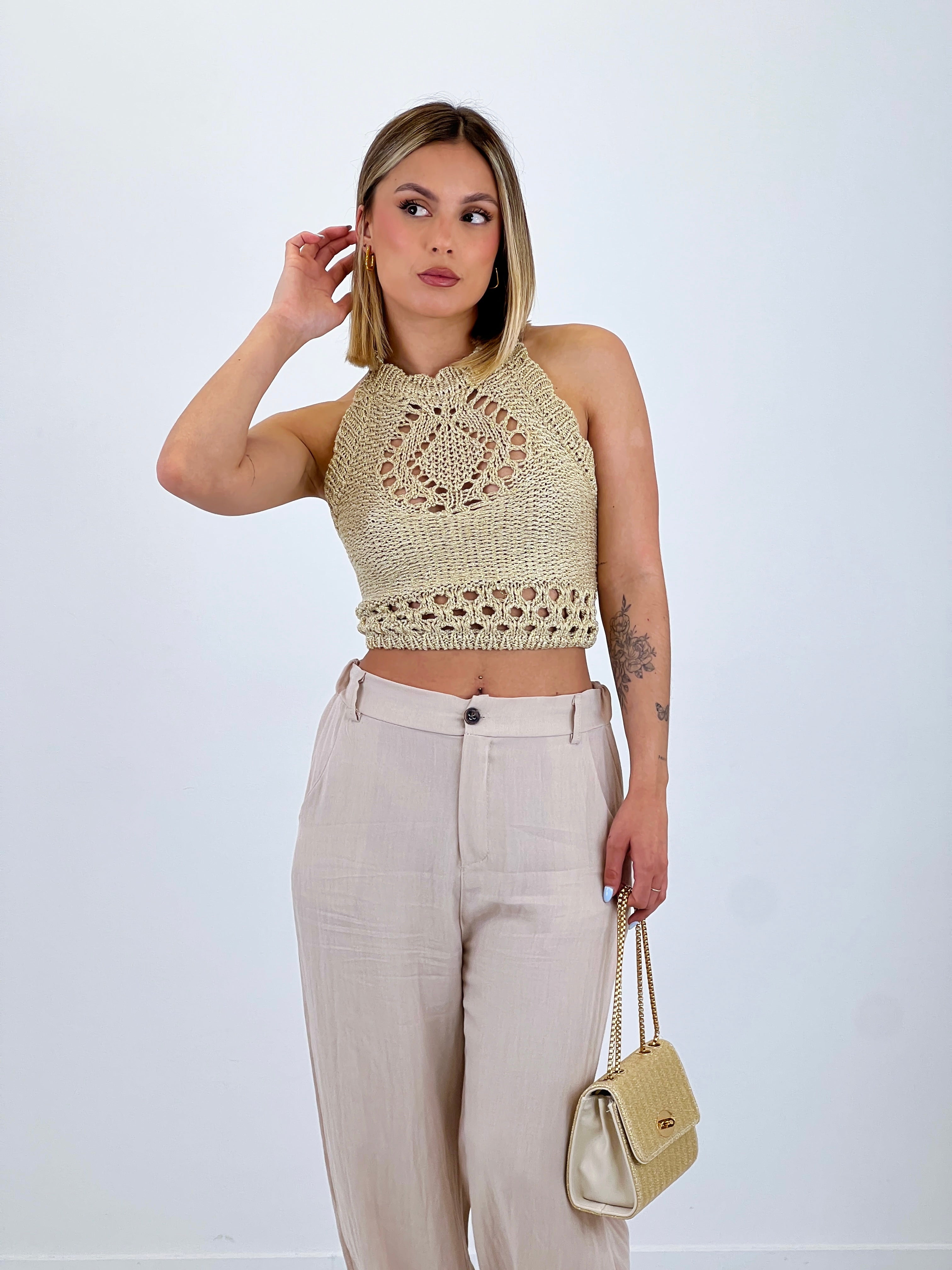 Top halter caldo lurex