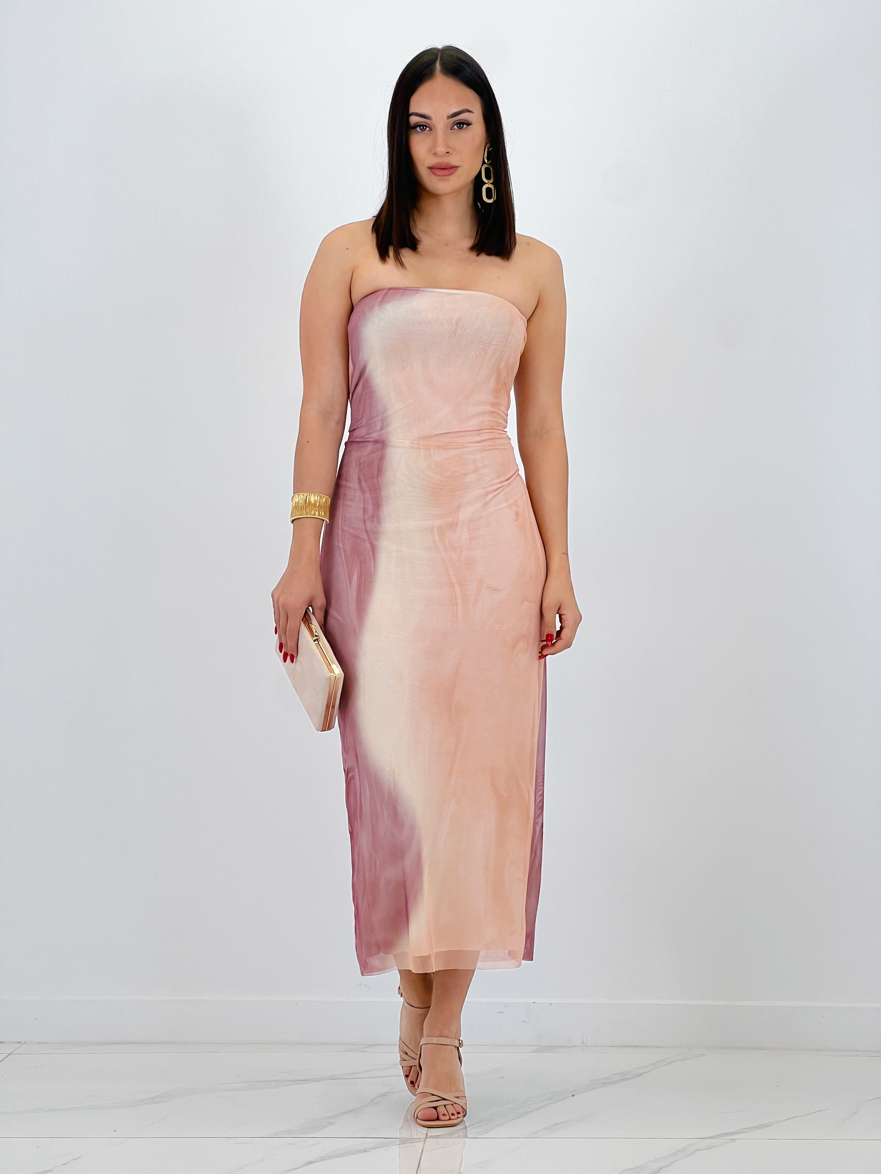 Vestido palabra de honor tul