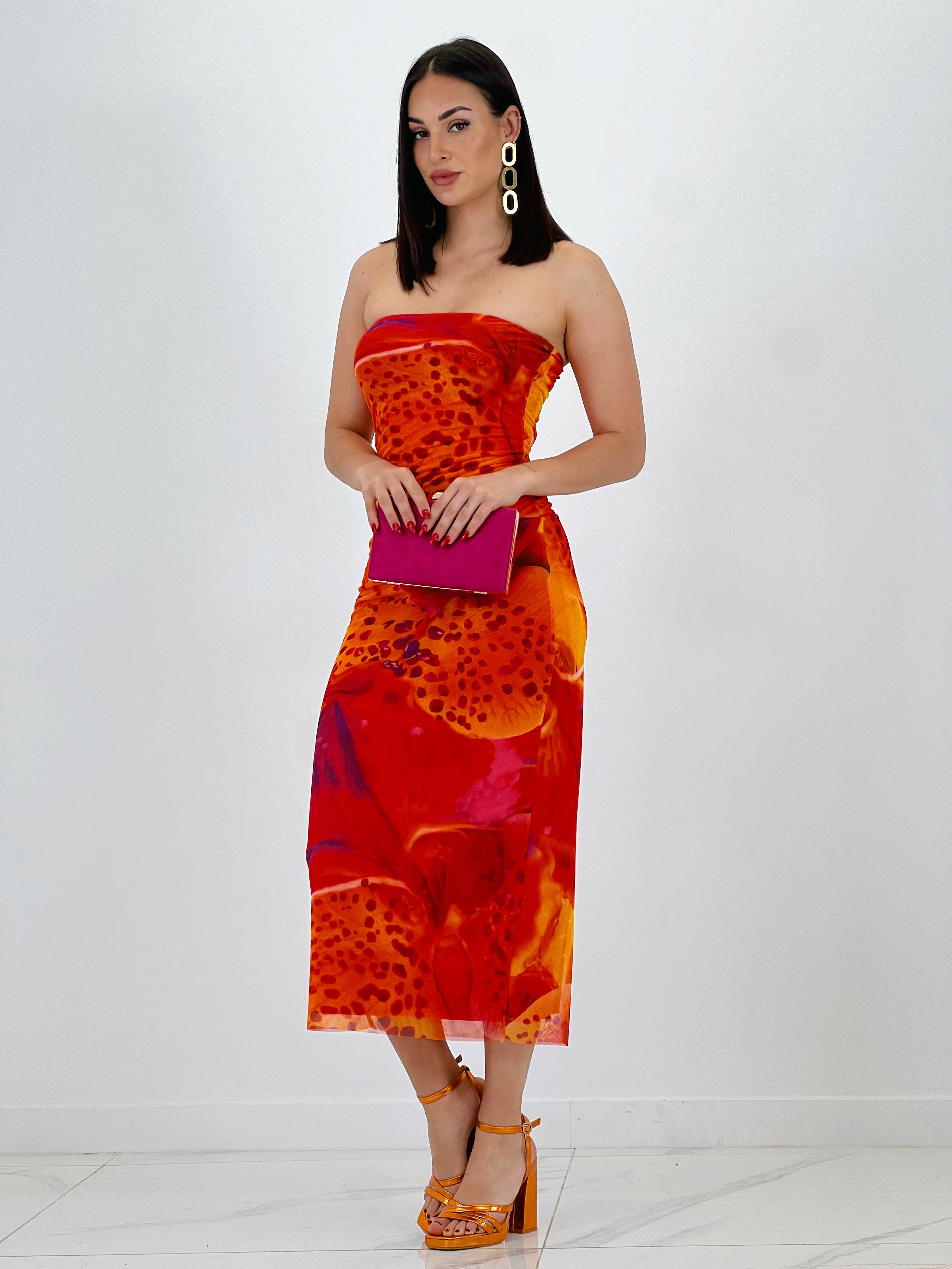 Vestido estampado tul Anya