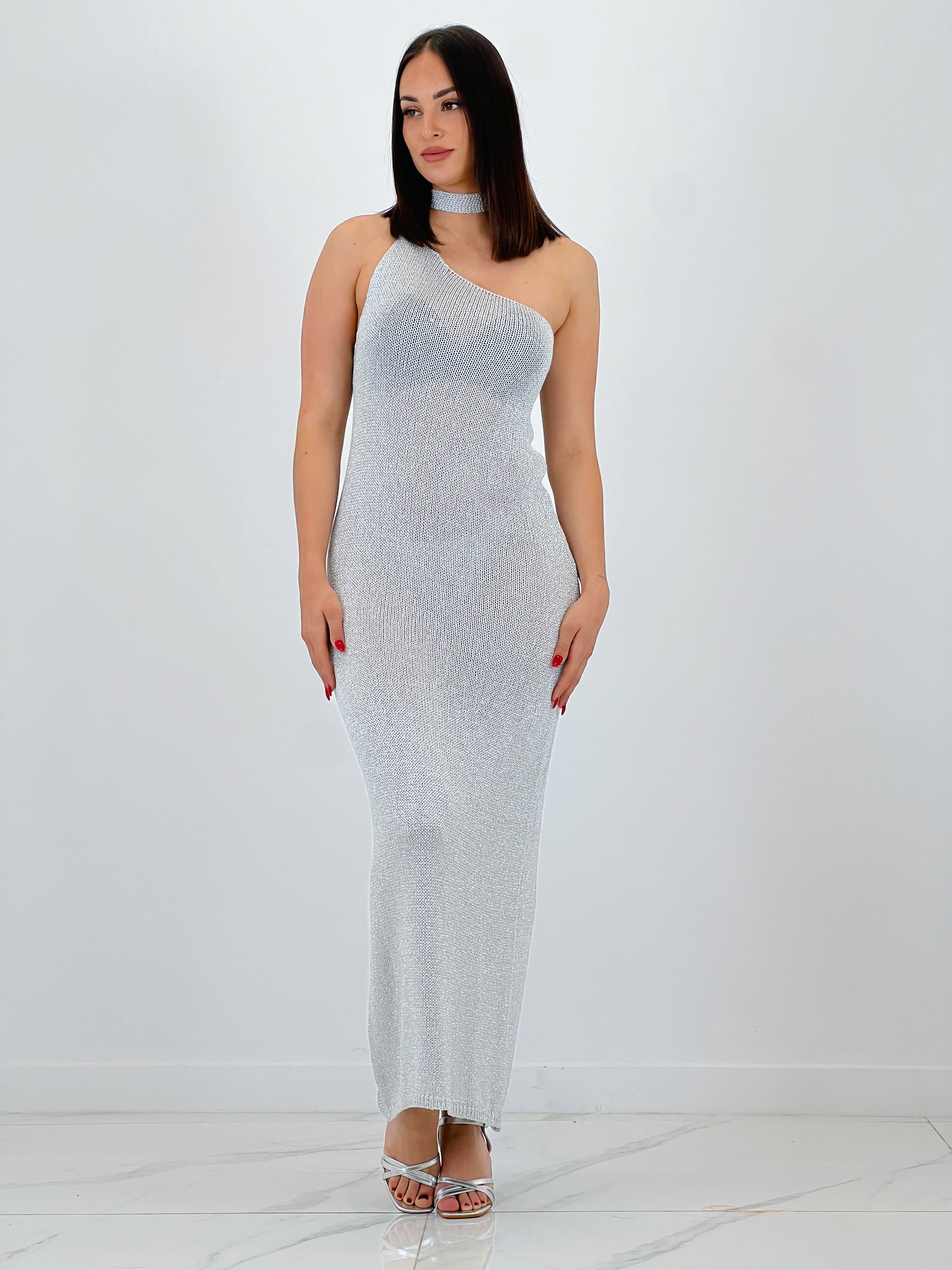 Vestido punto metalizado Saura