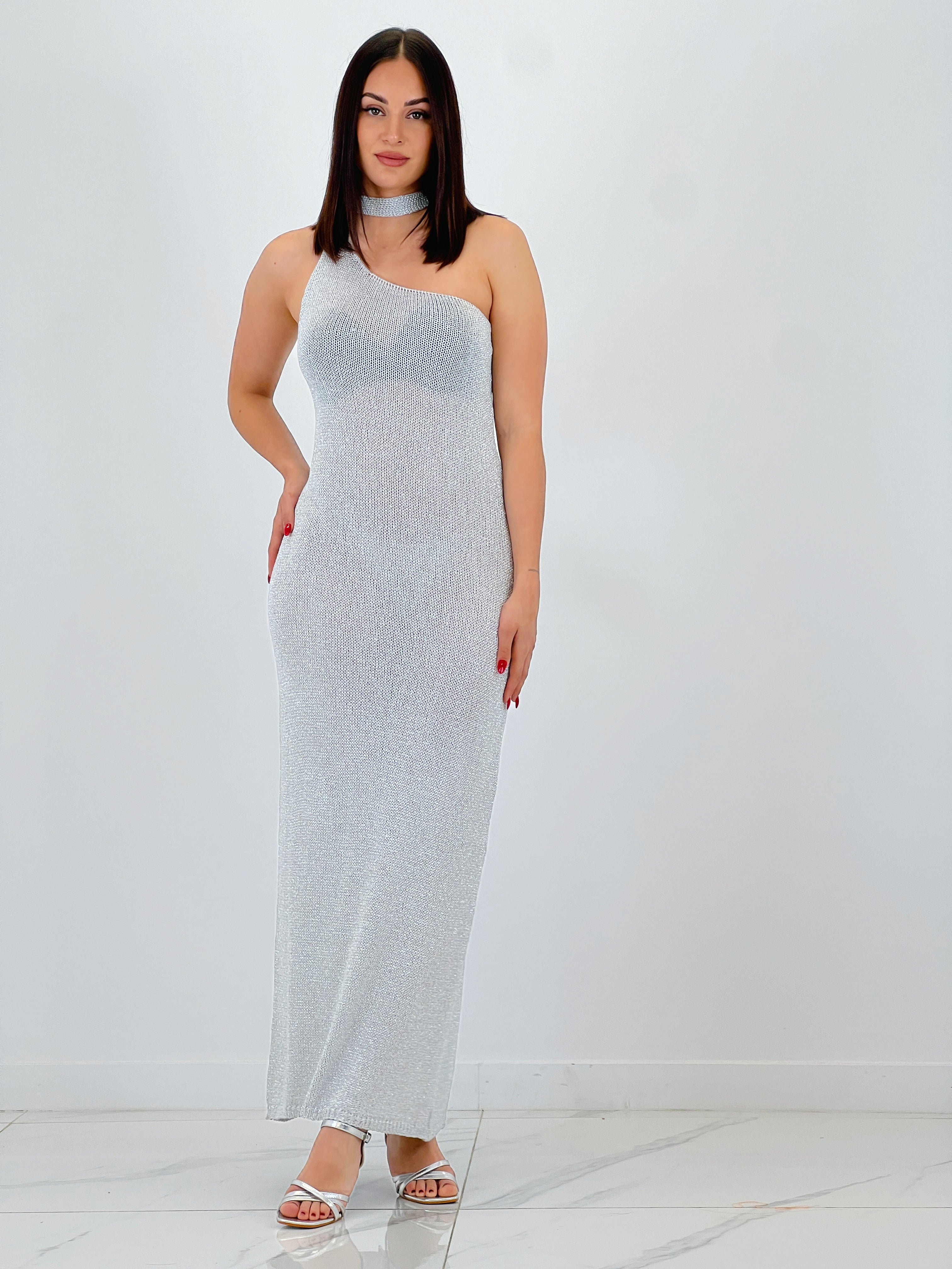 Vestido punto metalizado Saura