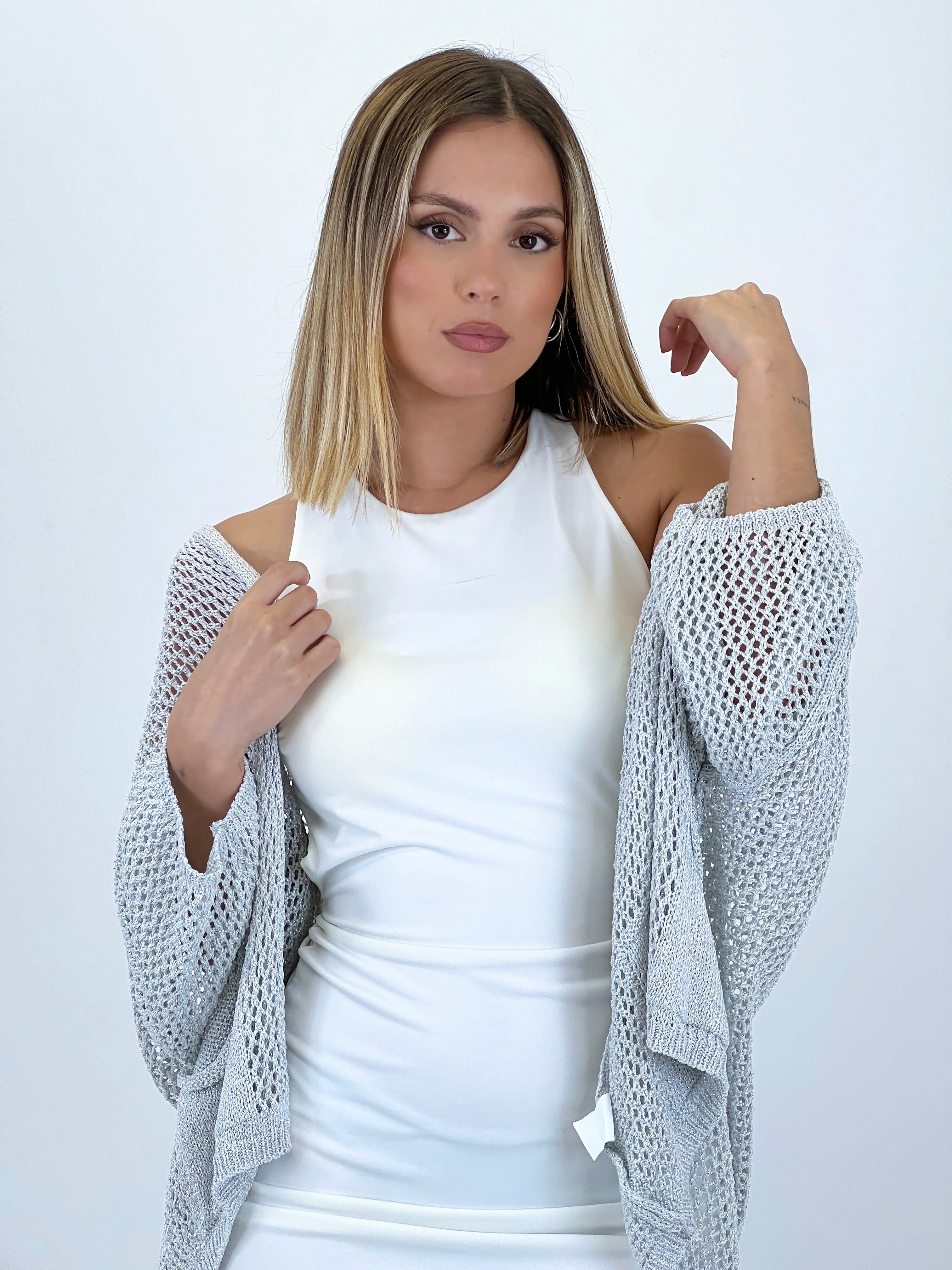 Giacca traforata metallizzata