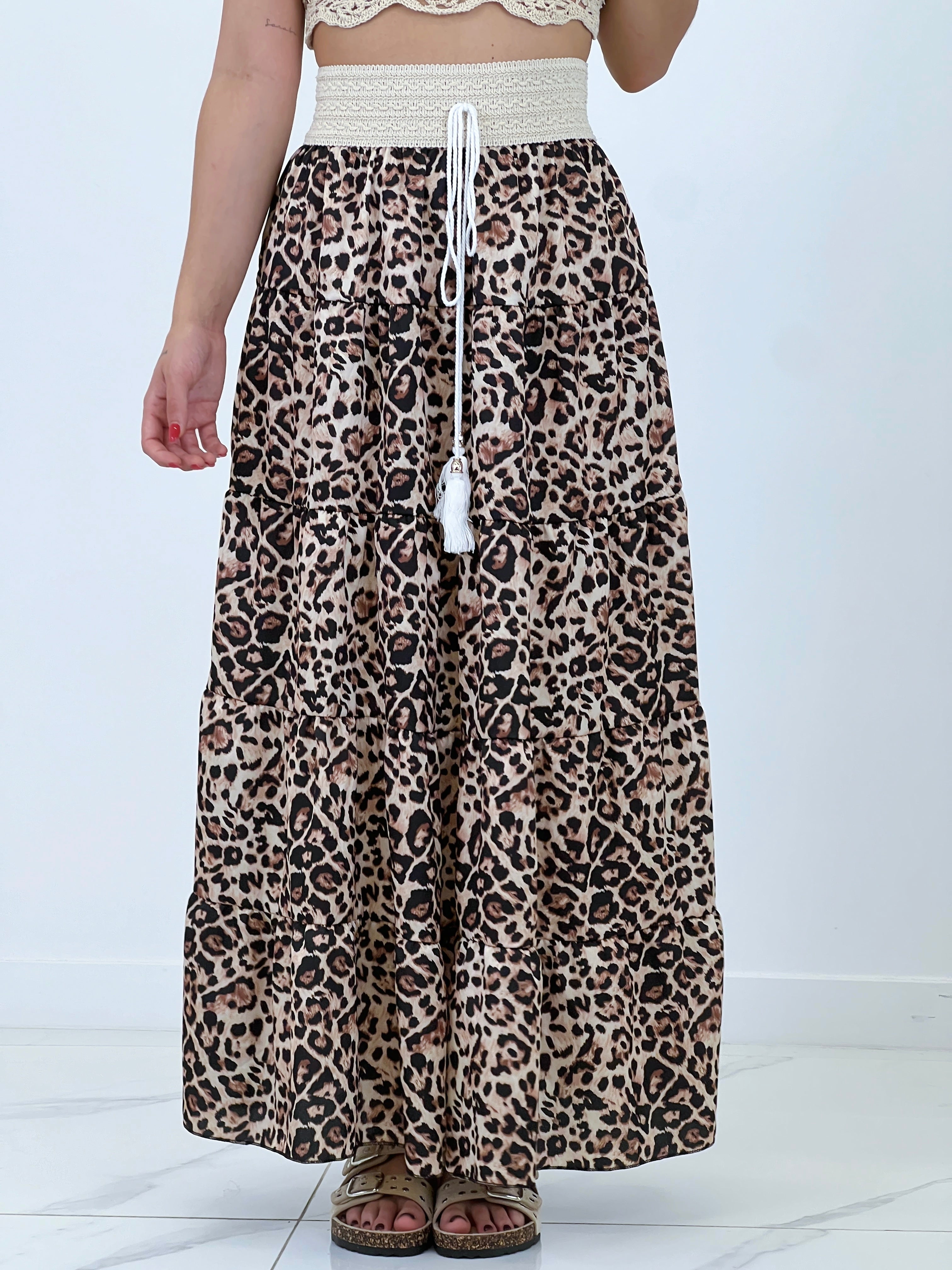 Falda combinada animal print