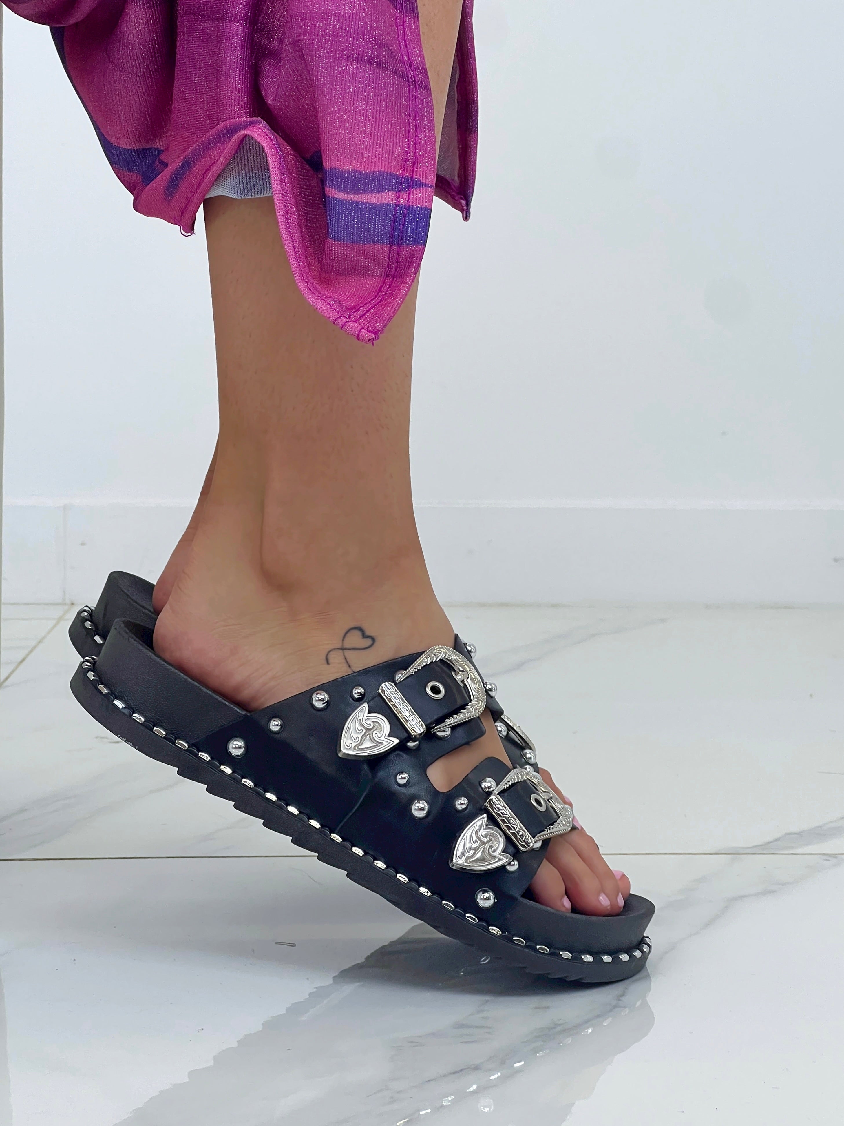 Studded buckle sandal