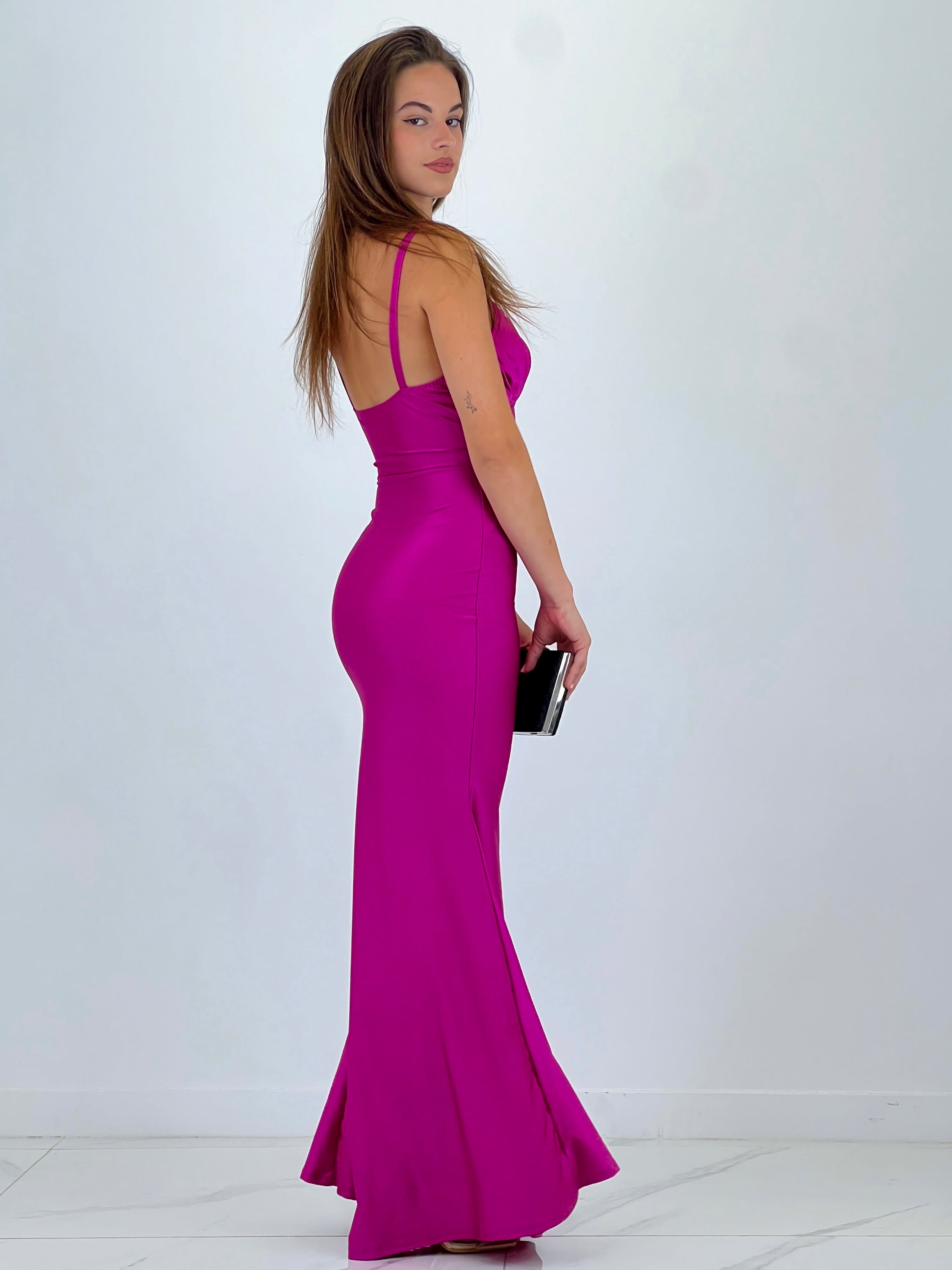 Mirela gathered neckline dress