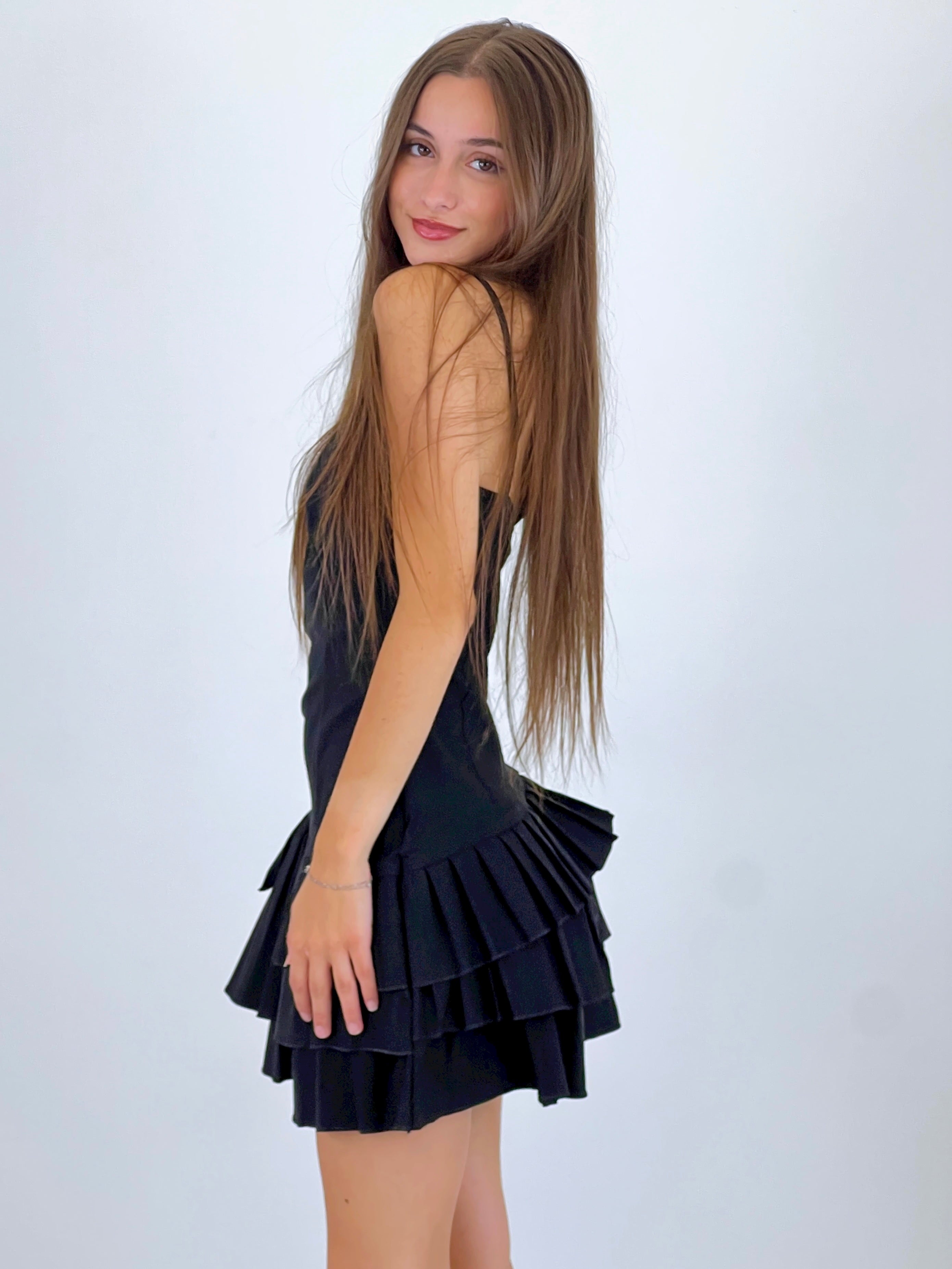 Vestido mini volantes