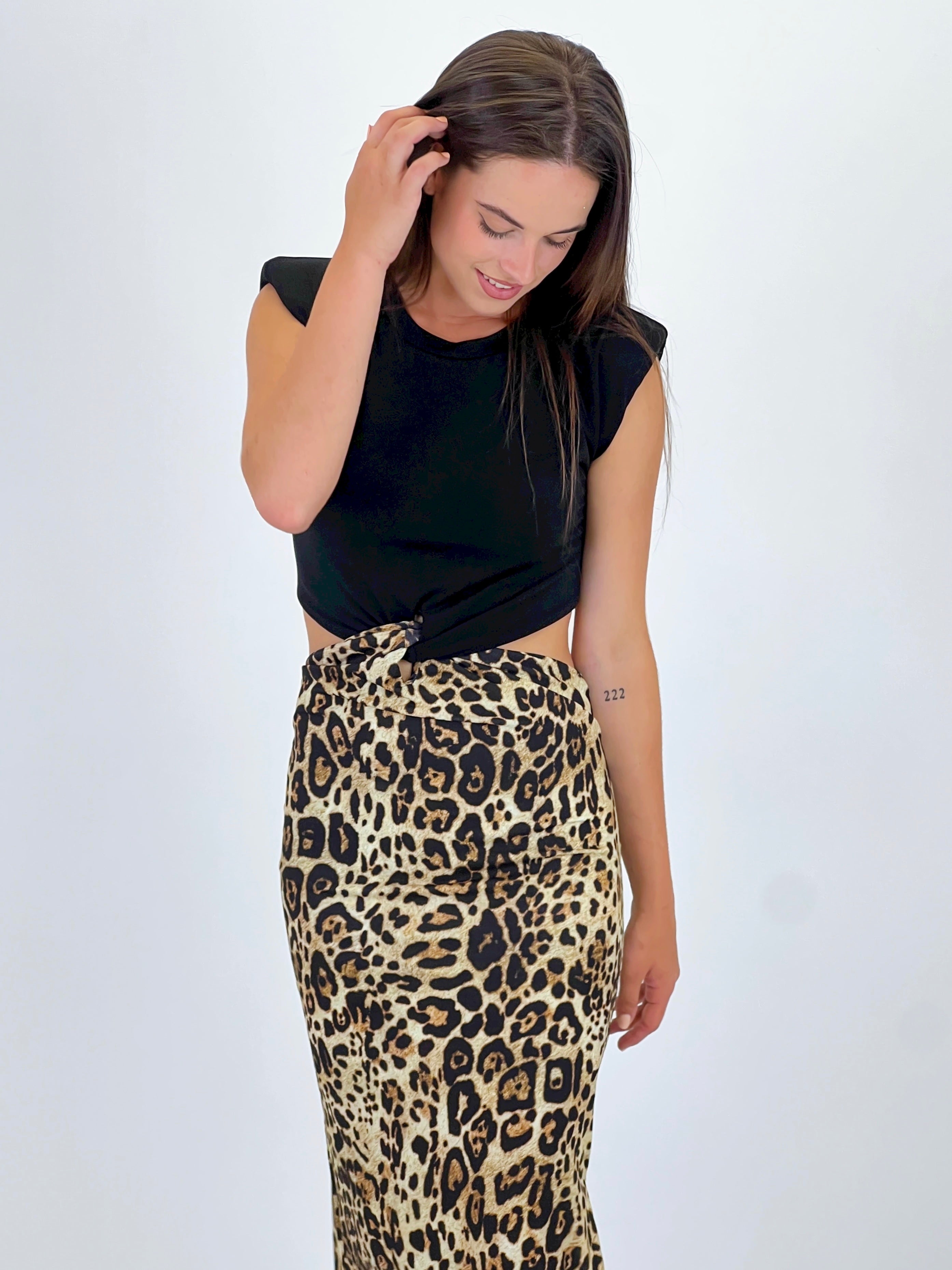 Vestido combinado animal print
