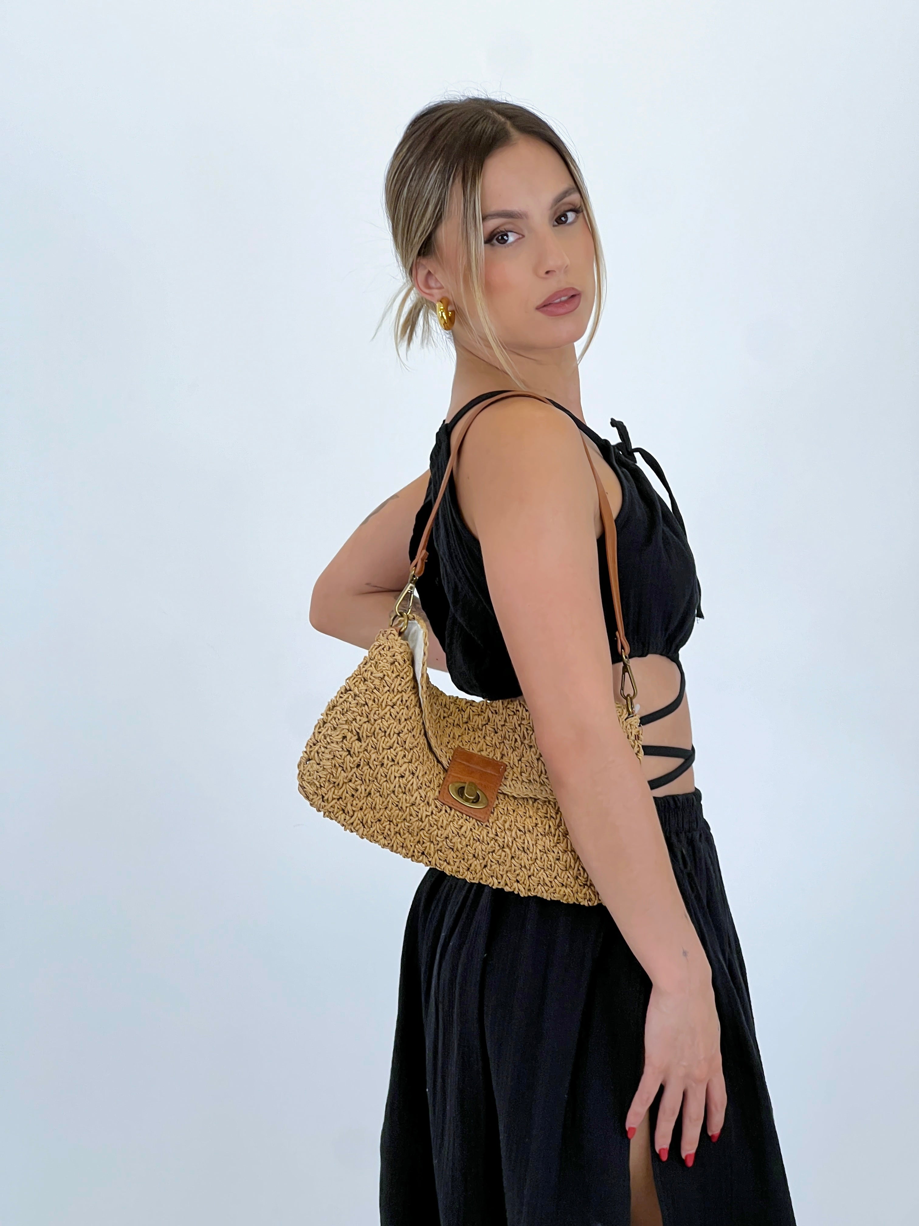 Bolsa bandoleira ráfia Maui