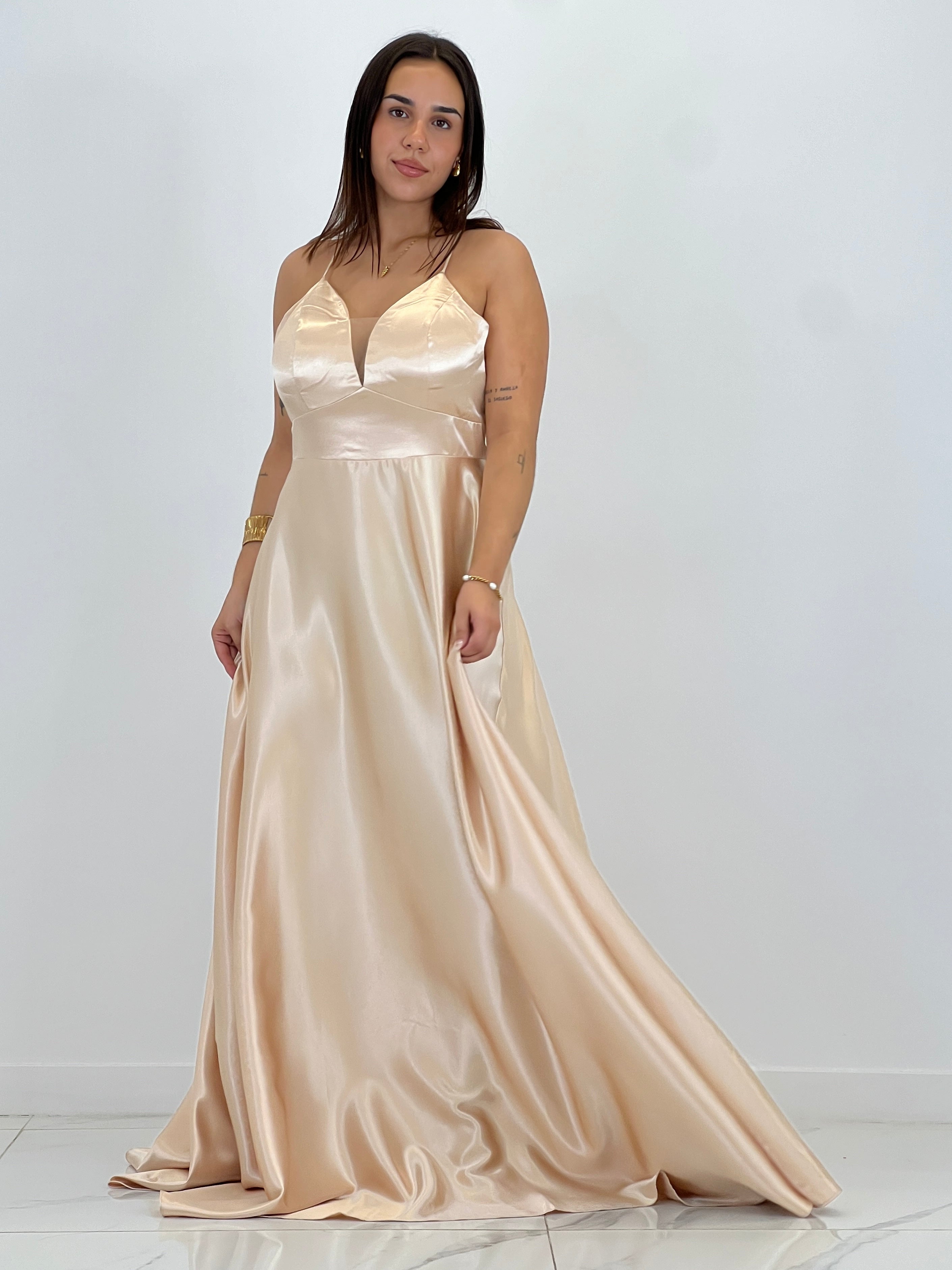 Vestido raso ceremonia Emma