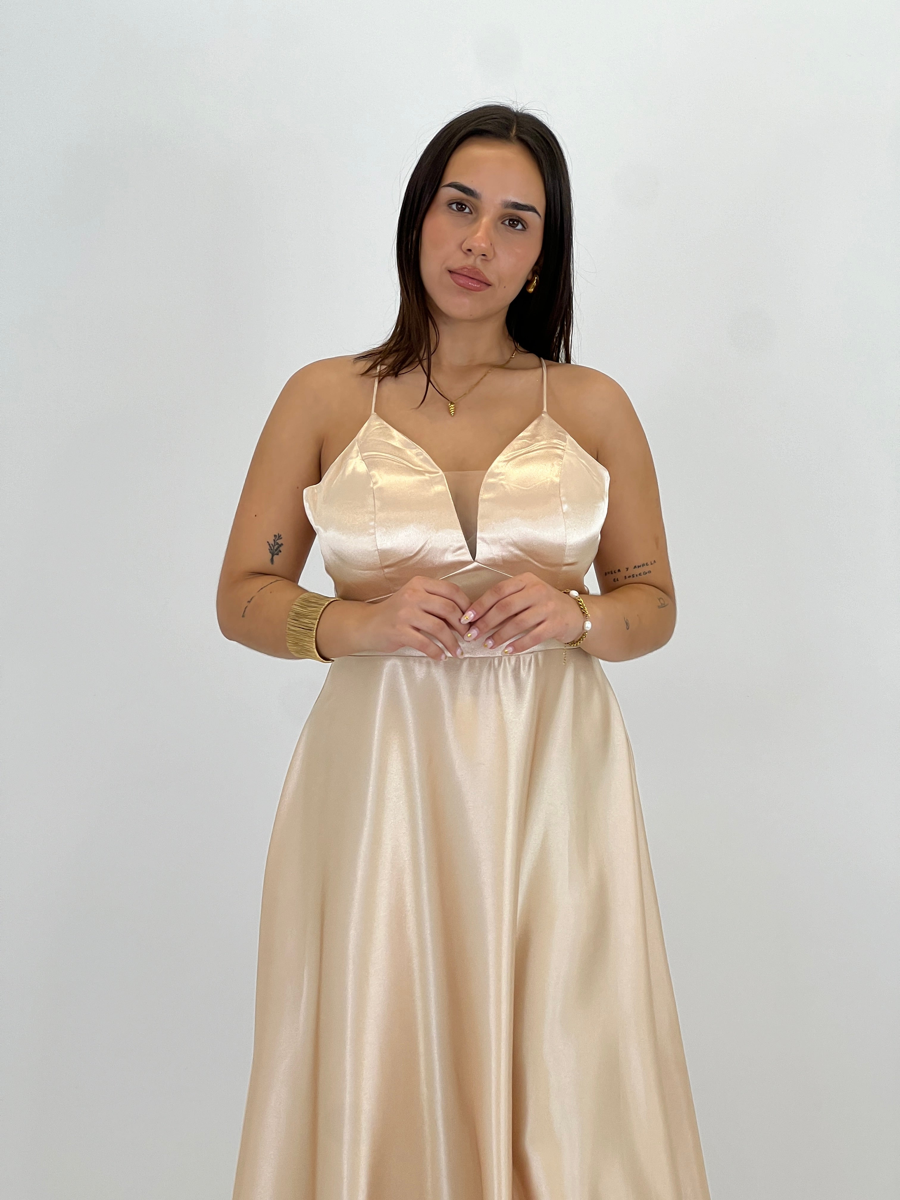 Vestido raso ceremonia Emma